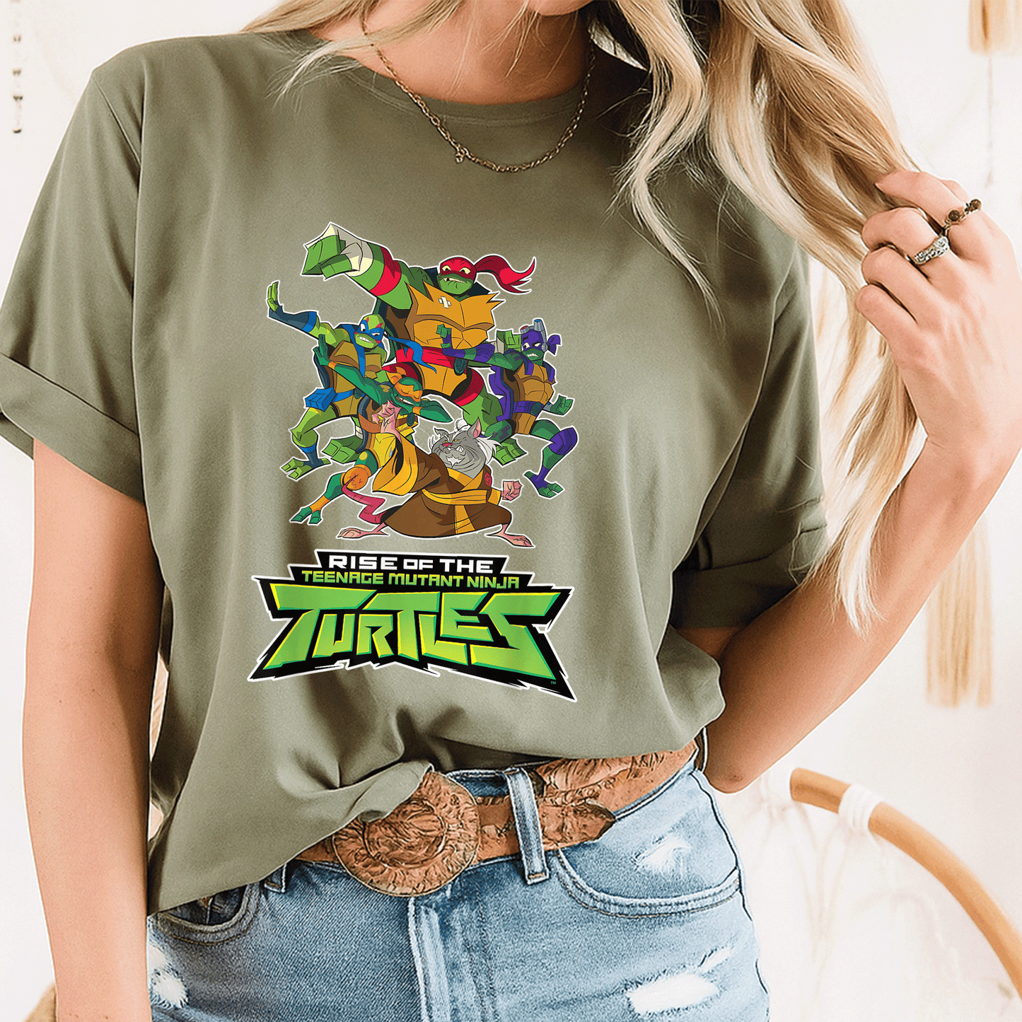 Mademark x Teenage Mutant Ninja Turtles Splinter & The Turtles Rise Graphic T-Shirt for Fans of Classic Animation Adventures - 8