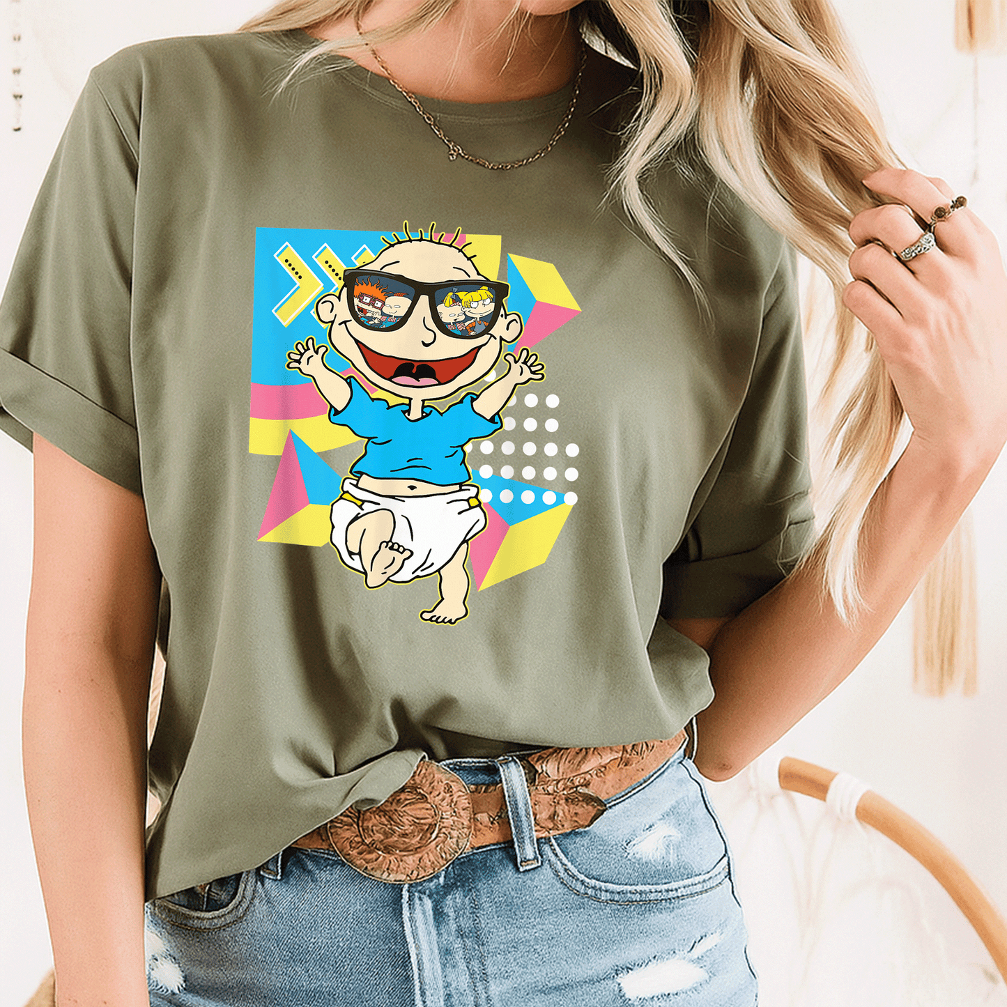 Mademark x Rugrats Tommy Pickles Sunglasses Reflection T-Shirt Perfect for Fans of Iconic 90s Cartoon Nostalgia and Style - 8