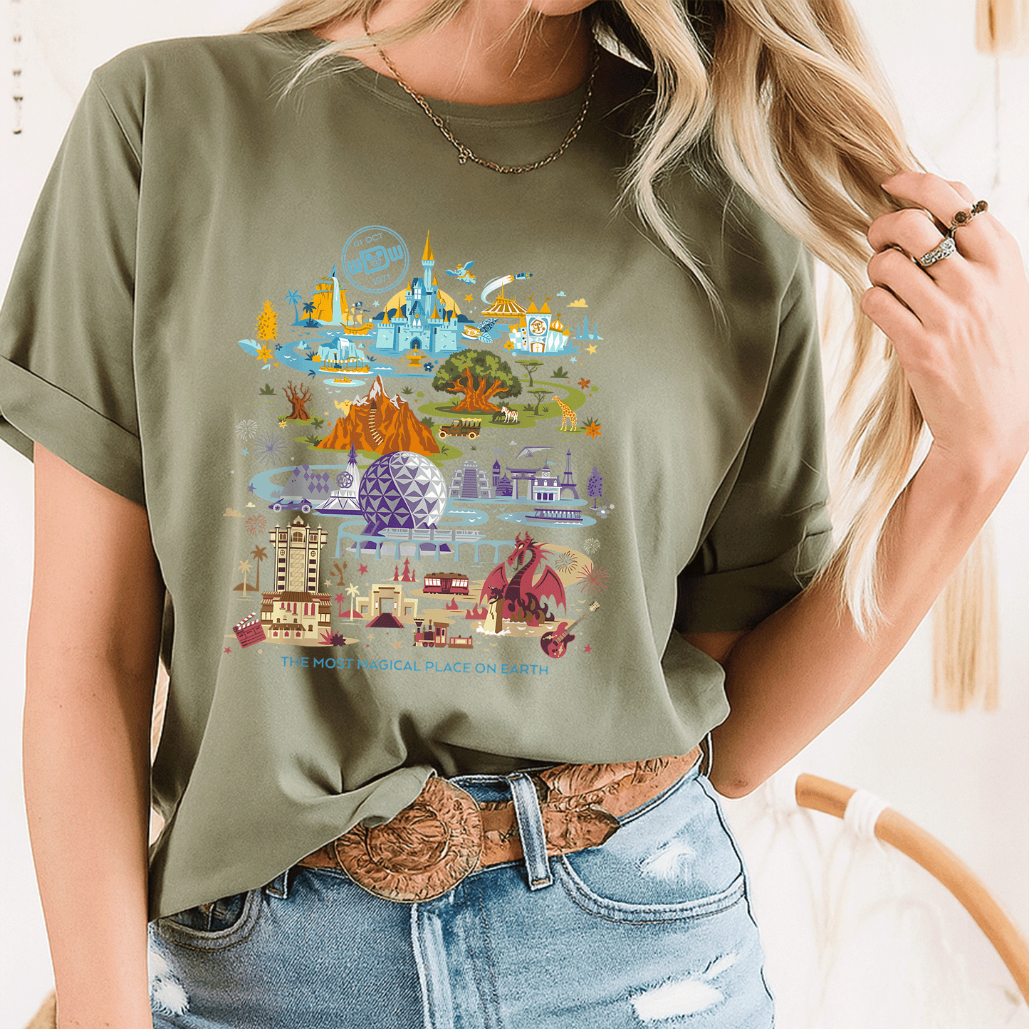 Celebrate Magic with the Disney Walt Disney World 50th Anniversary T-Shirt Featuring Iconic Characters and Vibrant Design - 8