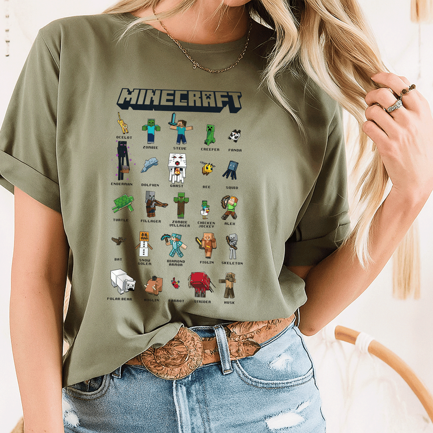 Minecraft Group Shot Collage Style T-Shirt for Fans, Vibrant Design Featuring Iconic Characters, Perfect Gift for Gamers - 8