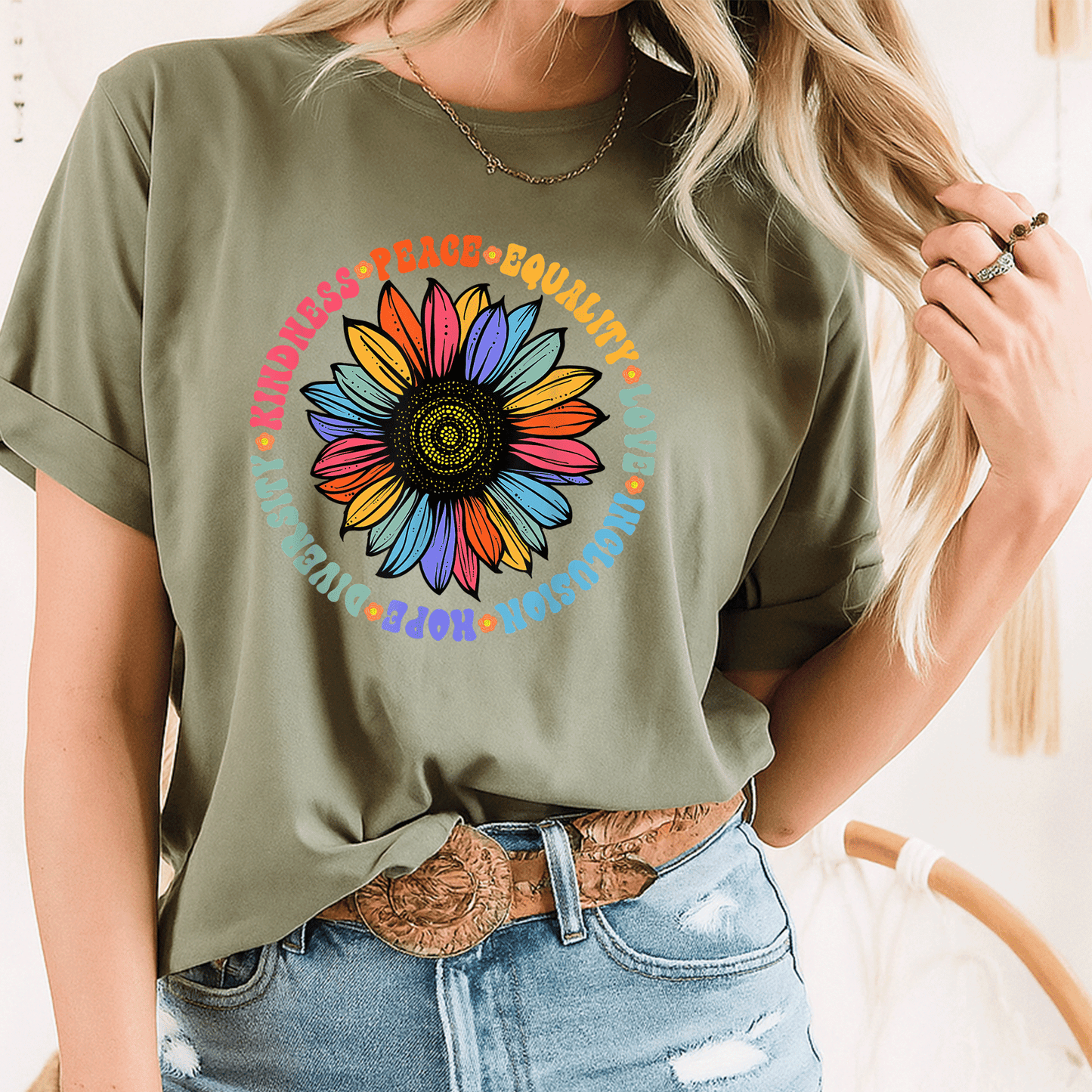 Kindness Love Equality Diverse Human Rights T-Shirt – Spread Peace, Hope, and Unity with Vibrant Graphic Design - 8