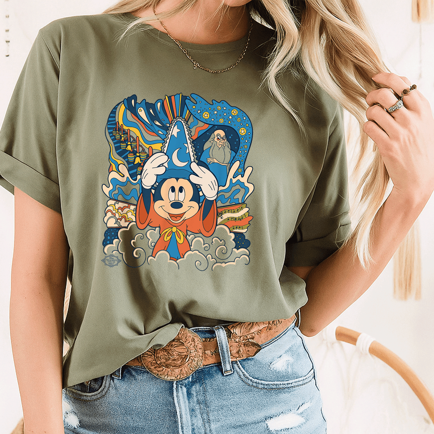 Retro Disney Fantasia Sorcerer's Apprentice Mickey Mouse T-Shirt – Classic Animation Style Graphic Tee for Fans - 8