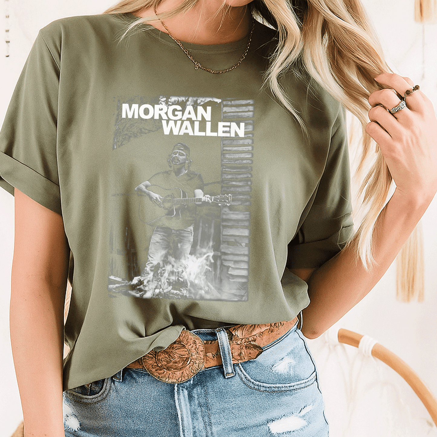 Official Morgan Wallen Guitar Photo T-Shirt - Stylish Tribute to Country Music Icon with Striking Graphic Design - 8