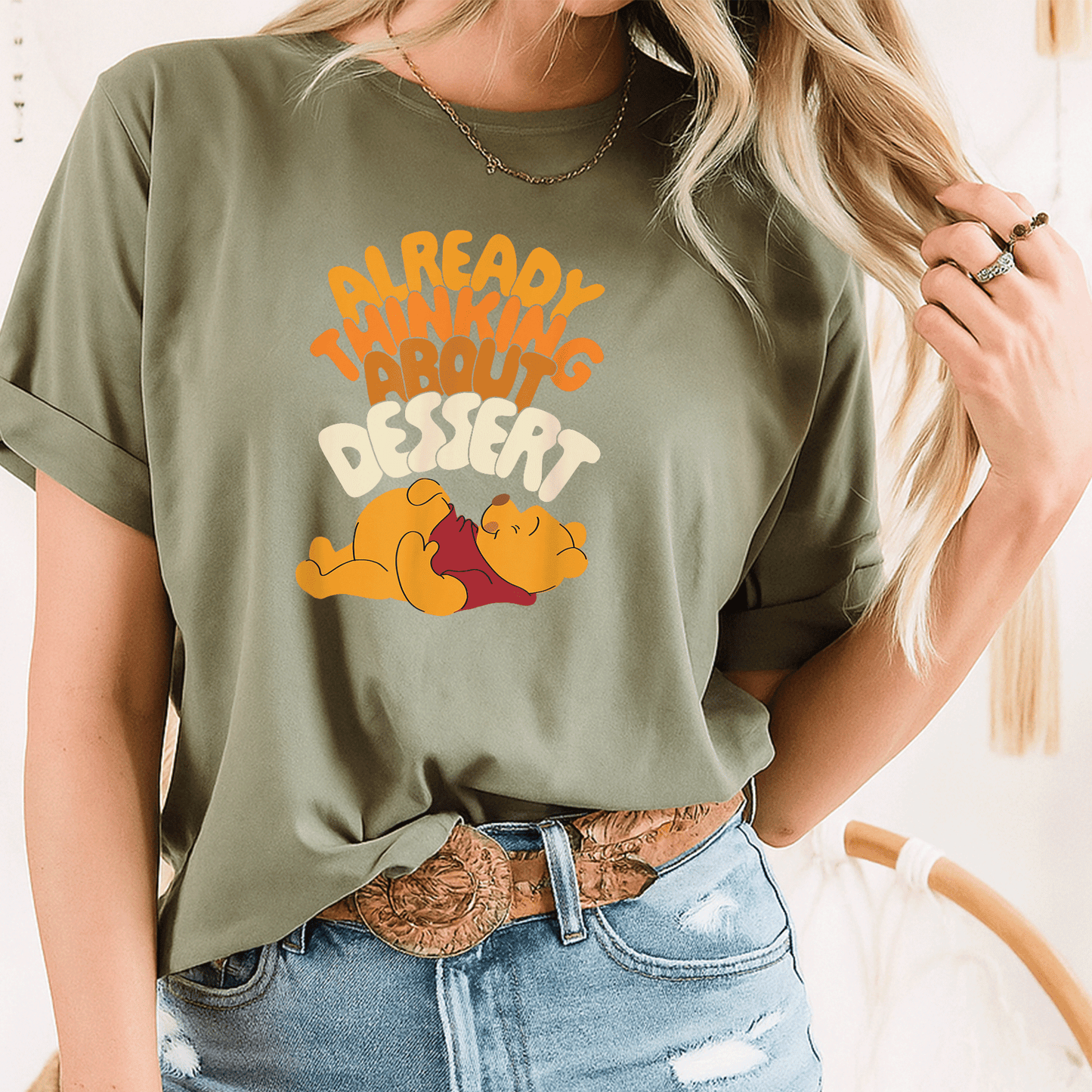Cute Amazon Essentials Winnie the Pooh Thanksgiving T-Shirt Perfect for Dessert Lovers and Family Celebrations - 8