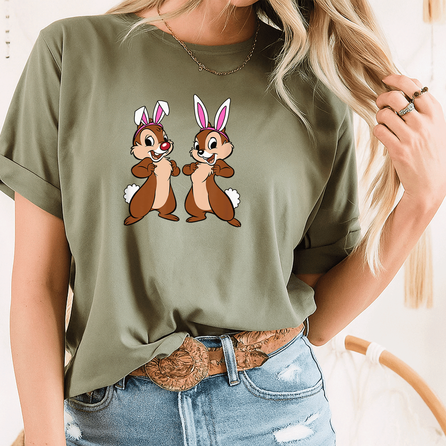 Cute Chip 'n' Dale Easter Bunny Ears T-Shirt from Amazon Essentials for Spring Celebrations and Family Fun - 8