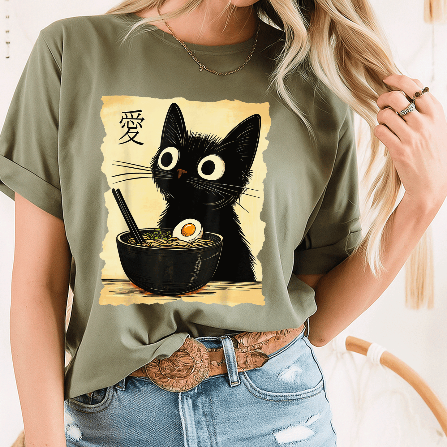 Funny Cat Ramen Graphic Tee - Cute Japanese Kawaii Anime Cat T-Shirt for Cat Lovers and Anime Fans, Perfect Gift! - 8