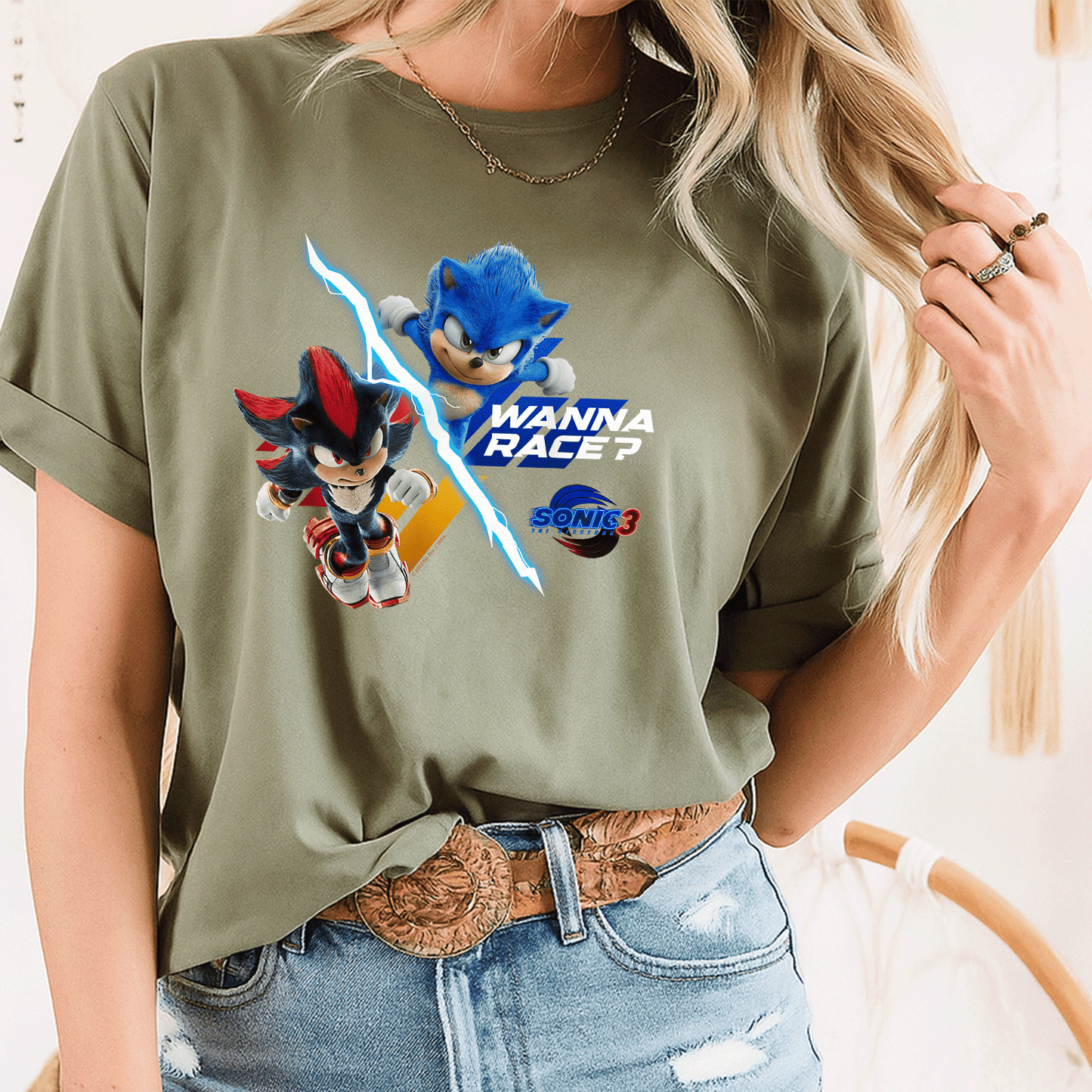 Sonic the Hedgehog 3 Wanna Race T-Shirt for Gamers – Fun & Stylish Graphic Tee Featuring Iconic Racing Design - 8