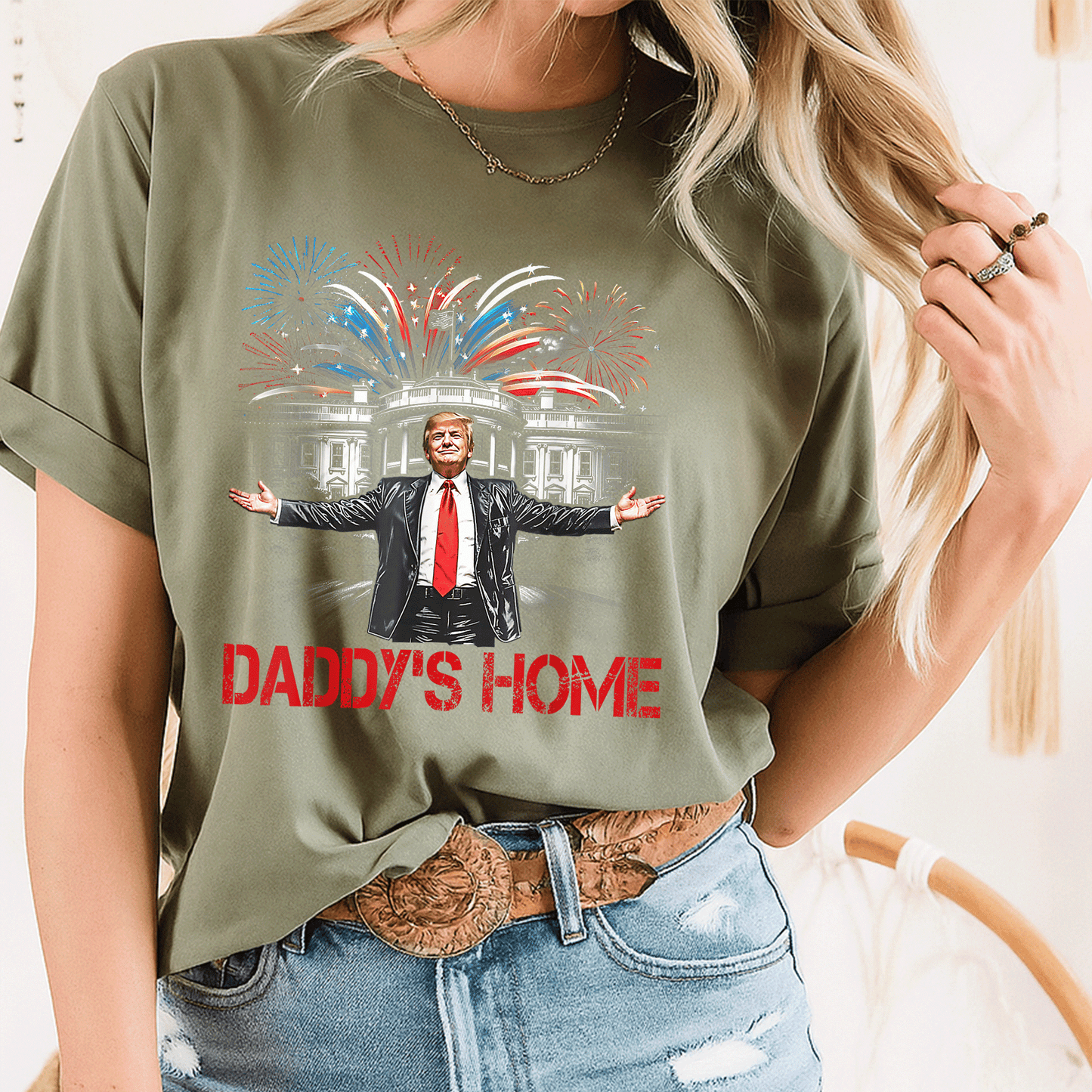 Daddy's Home White House 2025 President Trump T-Shirt for Supporters - Fun Design Showcasing Trump in a Bold Style - 8