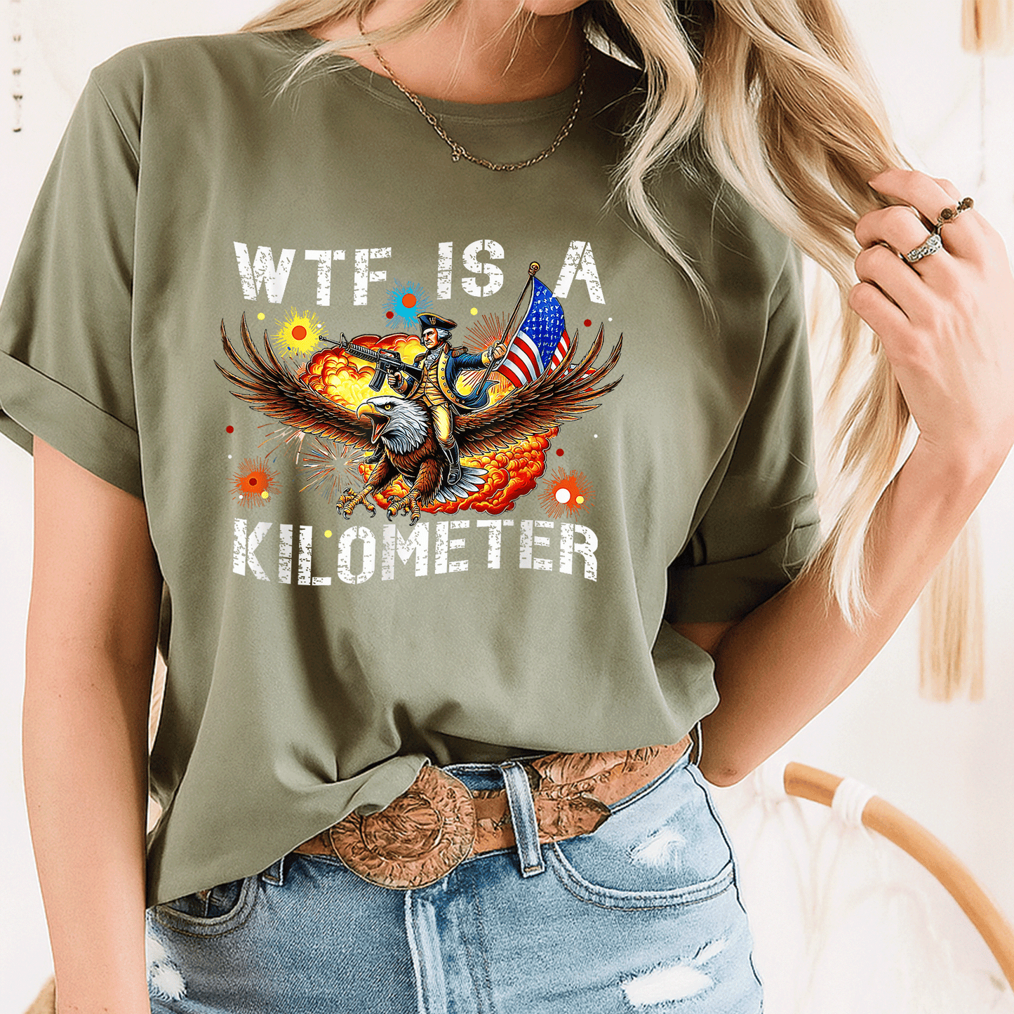 Retro WTF Is A Kilometer Funny Patriotic American Freedom T-Shirt for Proud Americans, Perfect Gift for Freedom Lovers and Road Trip Enthusiasts - 8