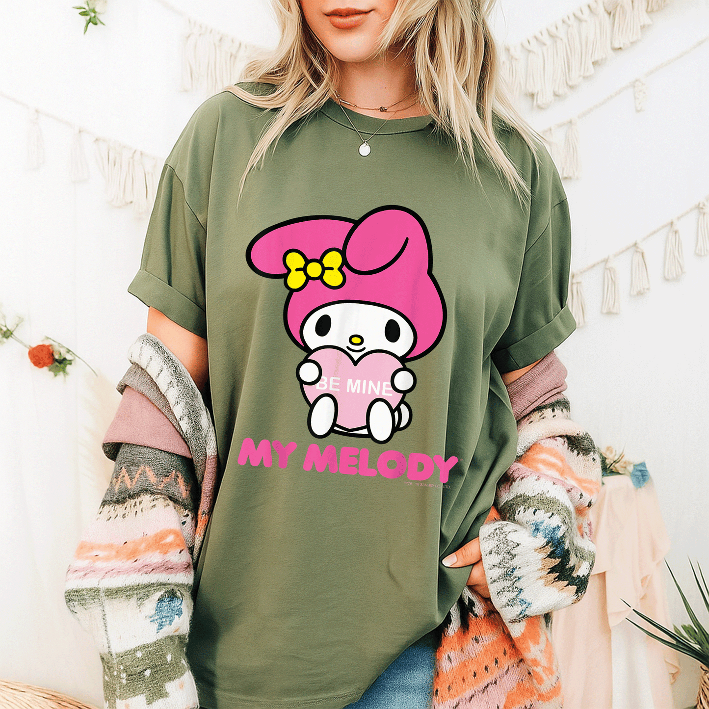 Cute My Melody Be Mine Valentine Tee Perfect for Lovebirds and Sanrio Fans Cute and Cozy Heart Design for Valentine's Day - 9