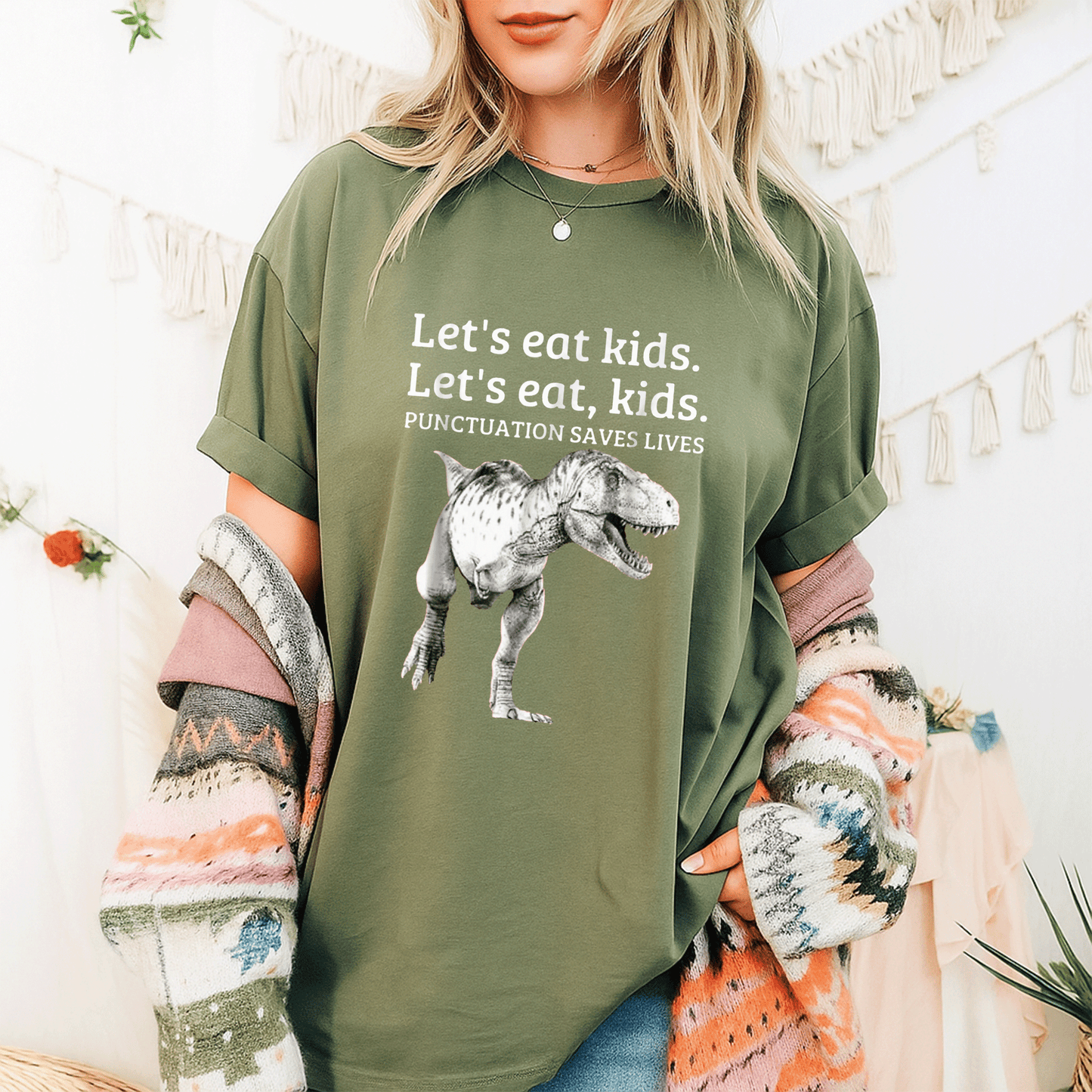 Funny Let's Eat Kids Grammar T-Shirt - Punctuation Saves Lives Design for Grammar Lovers and Teachers - 9