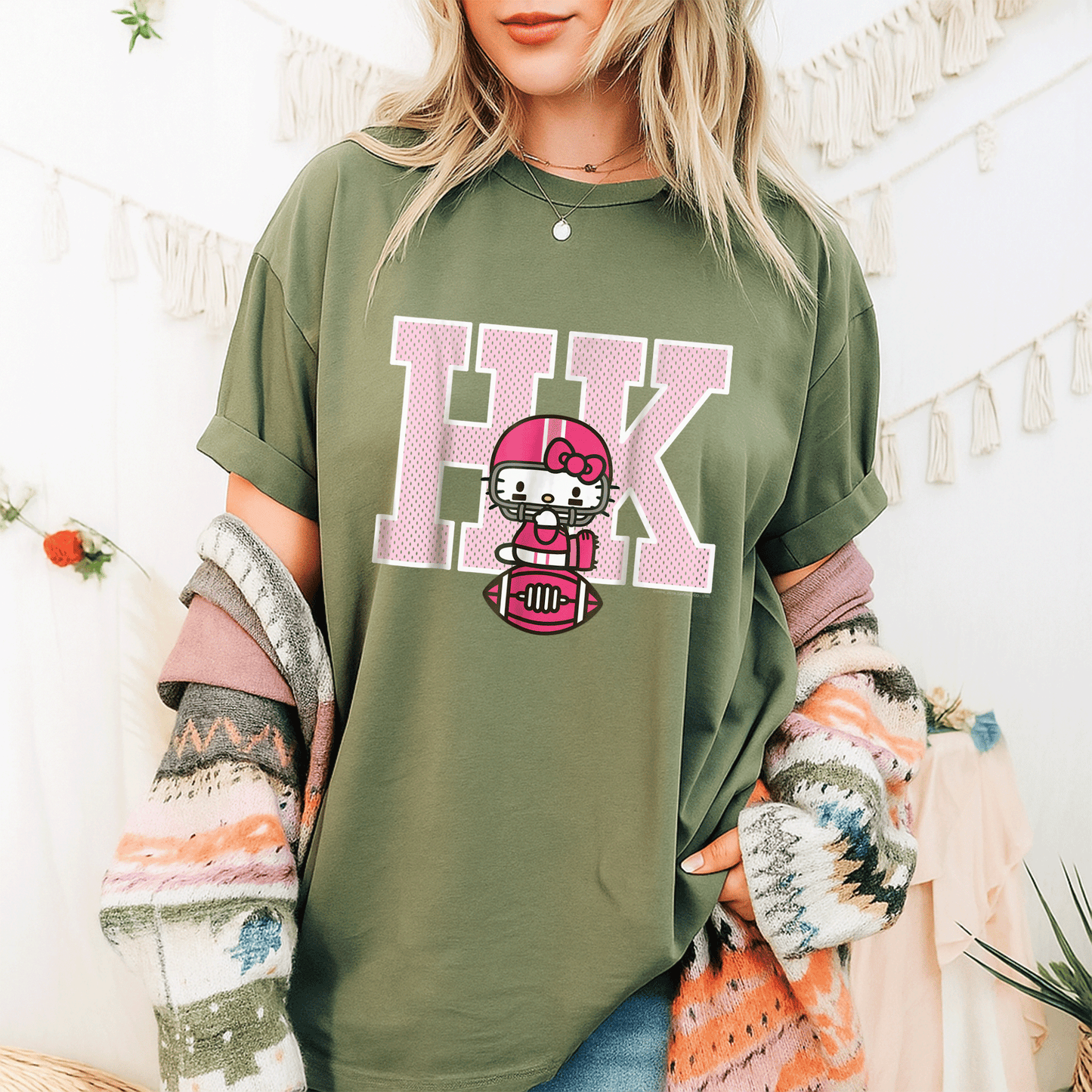 Cute Hello Kitty Football Spirit Tee Shirt for Kids, Fun Sports Design, Perfect Gift for Young Fans, Comfortable and Stylish - 9