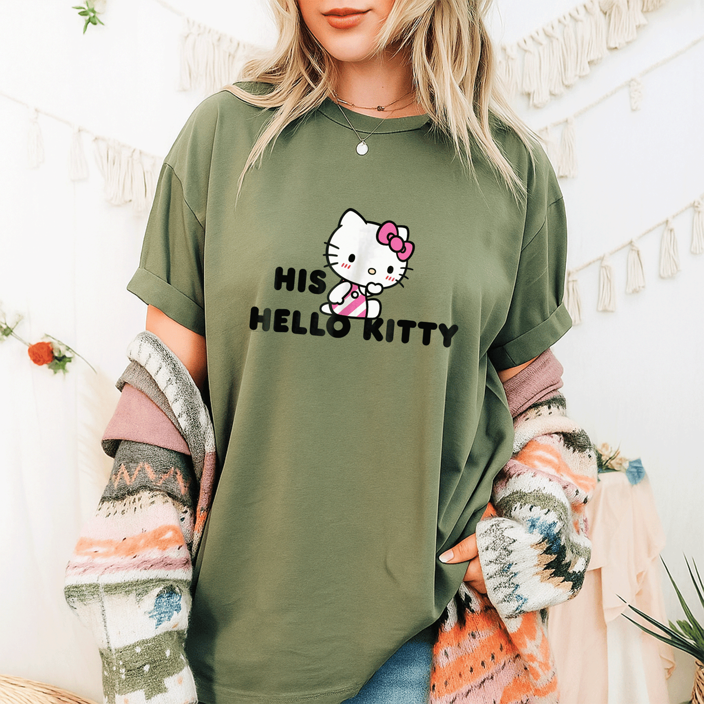 Cute Hello Kitty and Dear Daniel Couples Tee Shirt for Matching Outfits, Perfect for Romantic Dates and Sweet Memories - 9