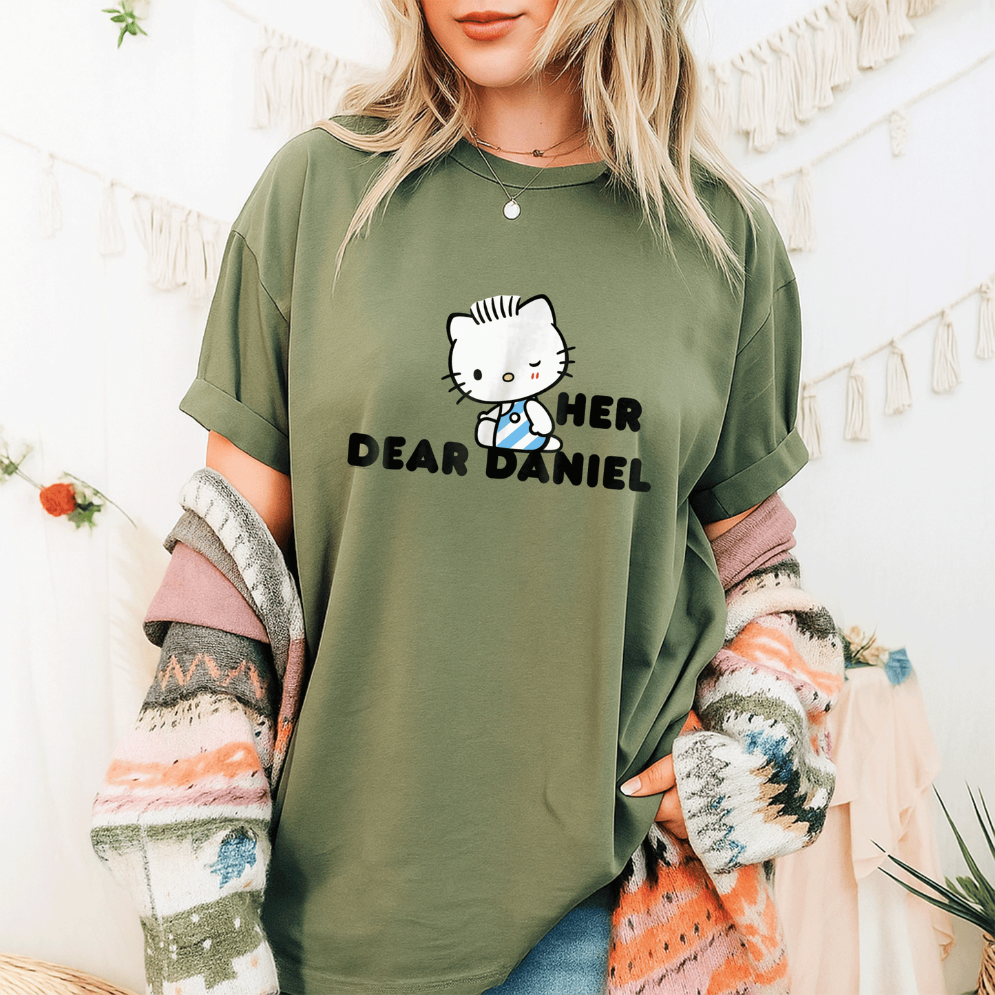 Cute Hello Kitty and Dear Daniel Couples Tee Shirt for Matching Outfits, Perfect Gift for Him and Her, Adorable Cartoon Design - 9