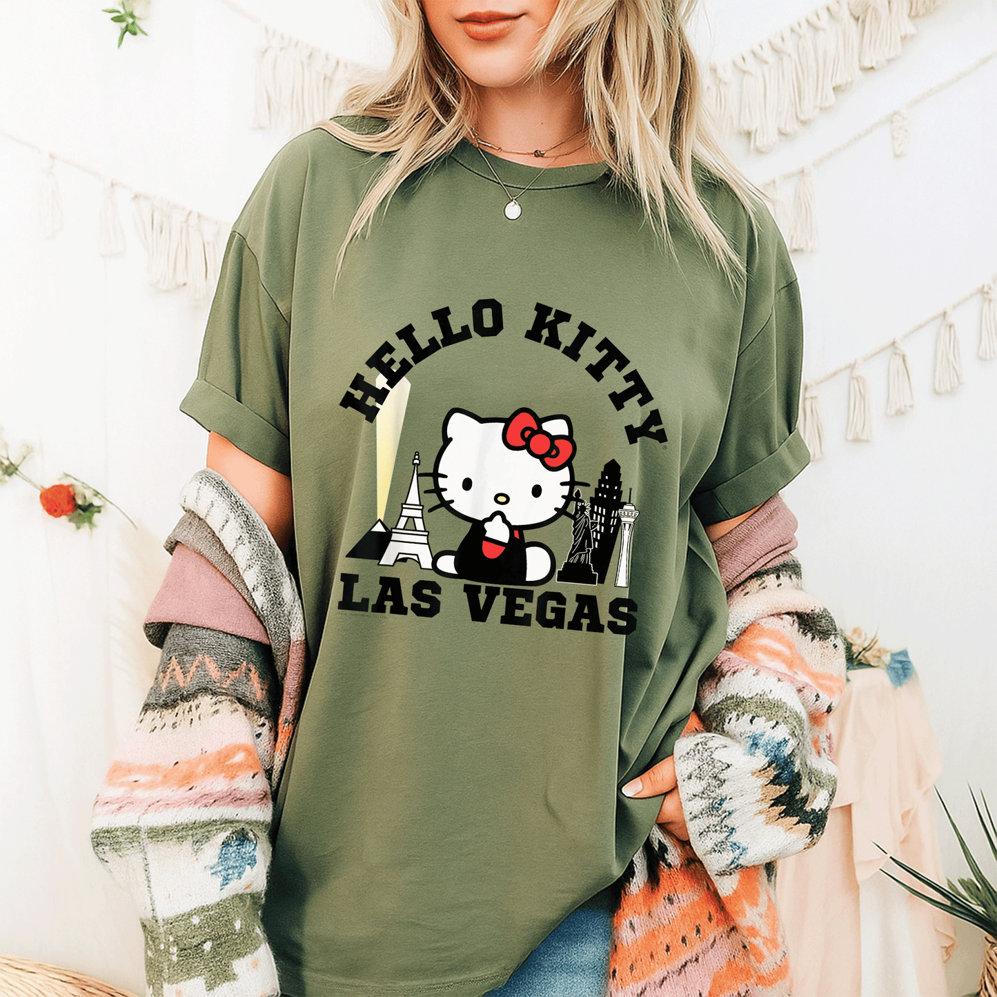 Cute Hello Kitty Viva Las Vegas Tee Shirt - Adorable Kitty Graphic Tee for Fun Lovers, Perfect for Trips or Casual Wear - 9