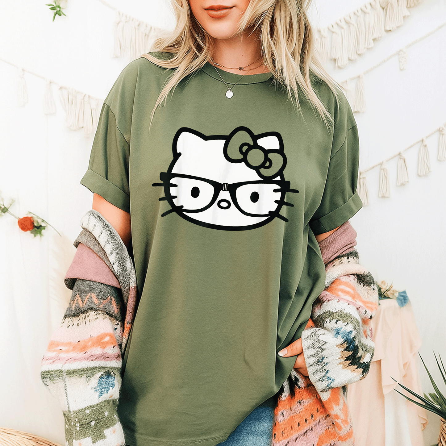 Hello Kitty Black and White Nerd Glasses T-Shirt for Cute Fashion Lovers – Stylish and Fun Graphic Tee for Everyday Wear - 9