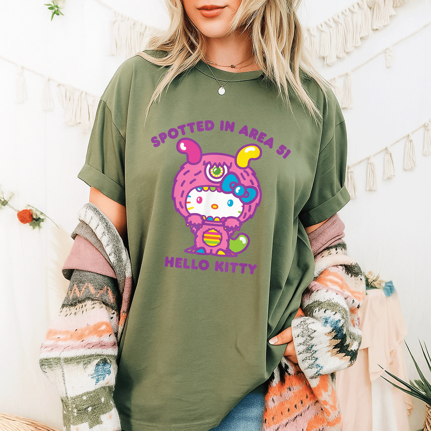 Cute Hello Kitty Spotted in Area 51 Alien Sighting T-Shirt for Fun Lovers and UFO Enthusiasts - Perfect Gift Idea! - 9