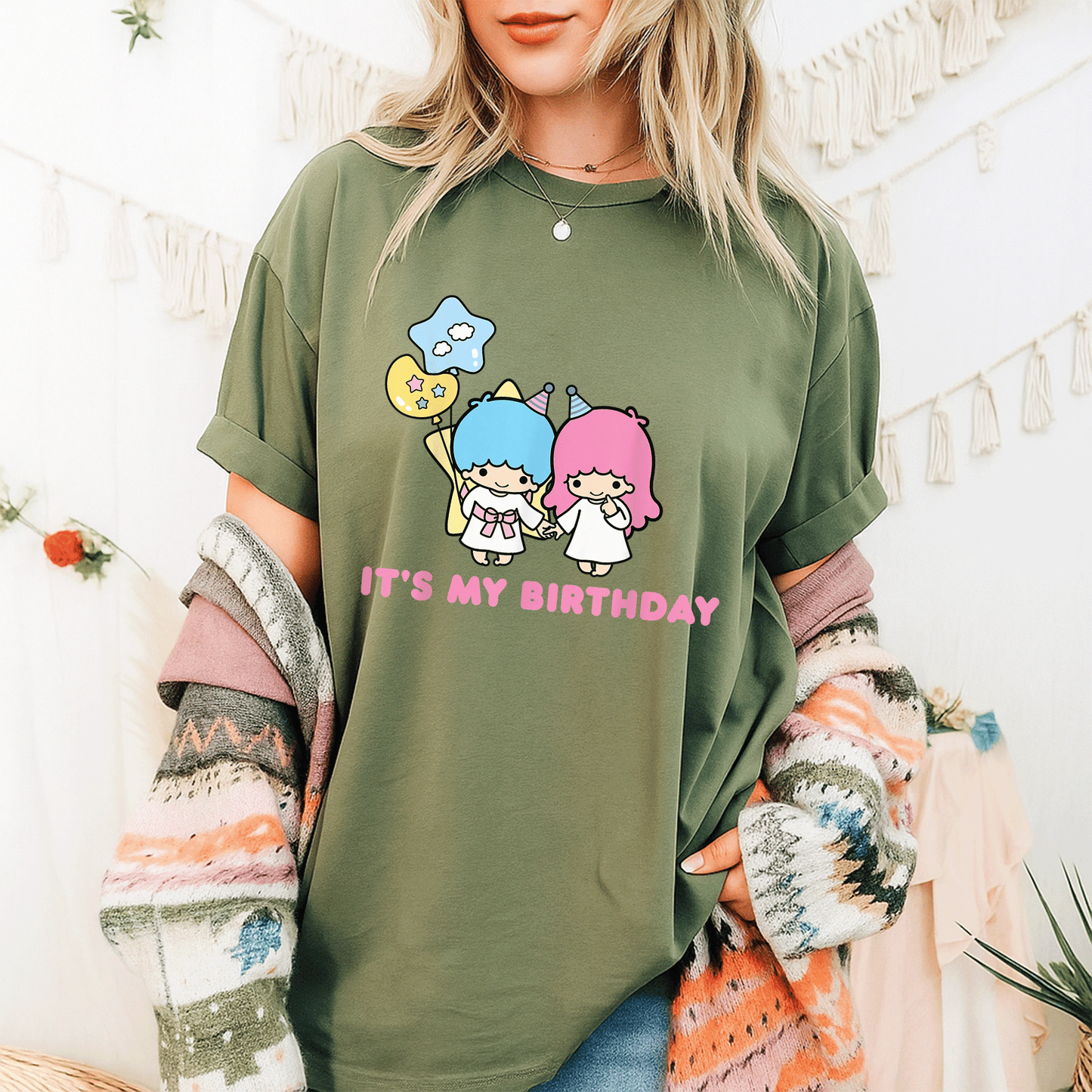 Little Twin Stars It's My Birthday T-Shirt Cute Kawaii Birthday Tee for Kids and Adults, Colorful and Fun Design - 9