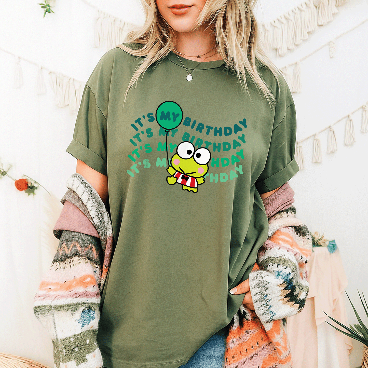 Cute Keroppi It's My Birthday T-Shirt for Kids | Fun Green Frog Design Perfect for Birthday Celebrations and Parties - 9