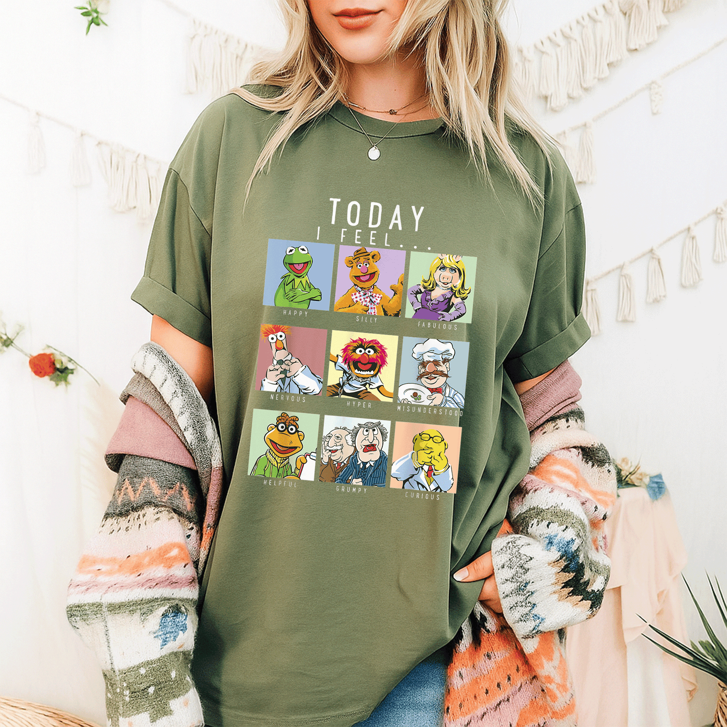 Disney The Muppets Today I Fell Box Up T-Shirt for Fun Lovers, Featuring Iconic Characters in Vibrant Graphic Design - 9