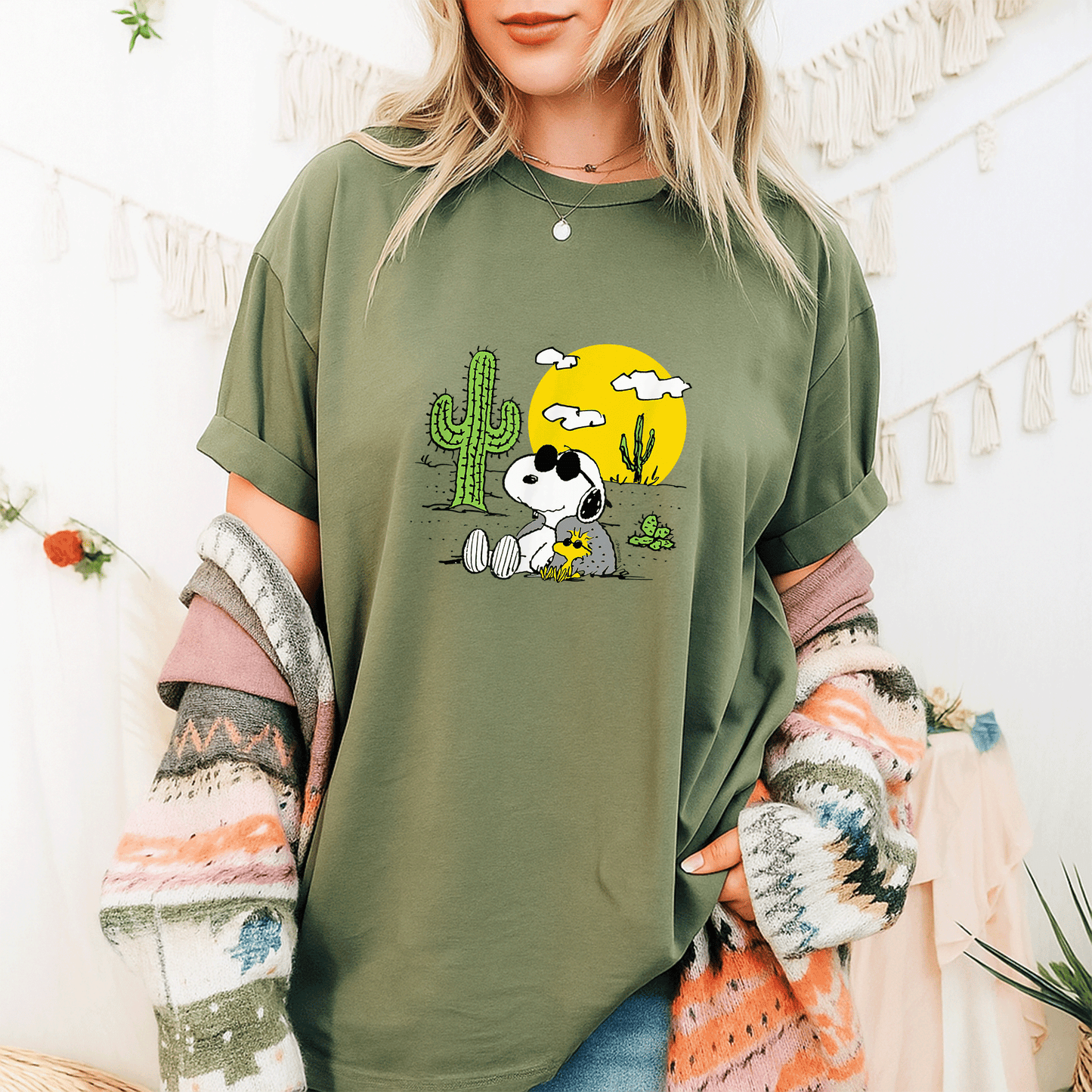 Snoopy and Woodstock Summer Adventure T-Shirt - Fun Peanuts Desert Graphic Tee for Fans of Classic Comics and Iconic Characters - 9