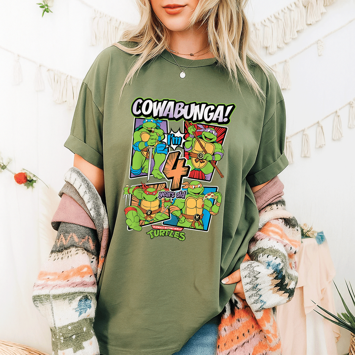 Cowabunga I'm 4 Years Old TMNT T-Shirt for Kids | Fun Teenage Mutant Ninja Turtles Birthday Tee | Perfect Gift for Little Fans - 9