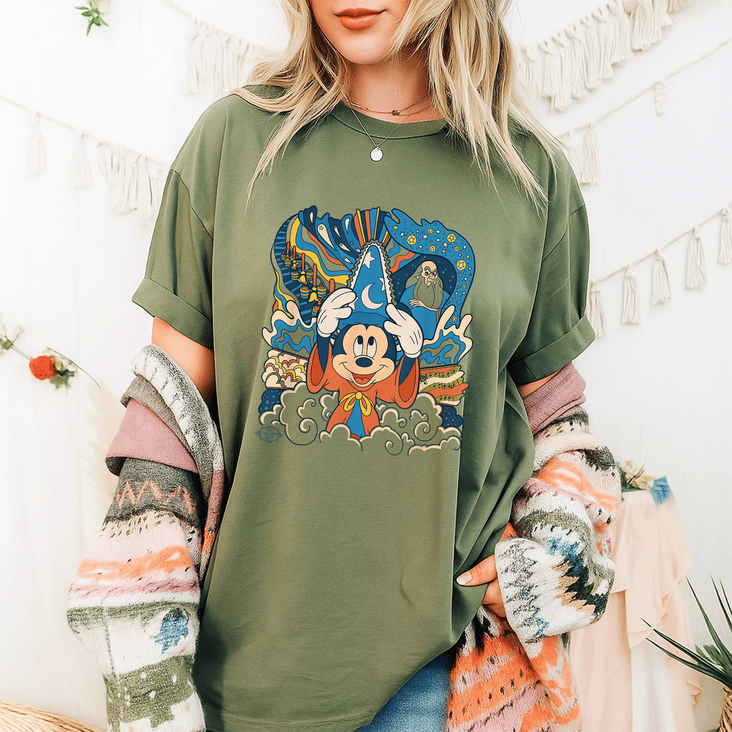 Retro Disney Fantasia Sorcerer's Apprentice Mickey Mouse T-Shirt – Classic Animation Style Graphic Tee for Fans - 9