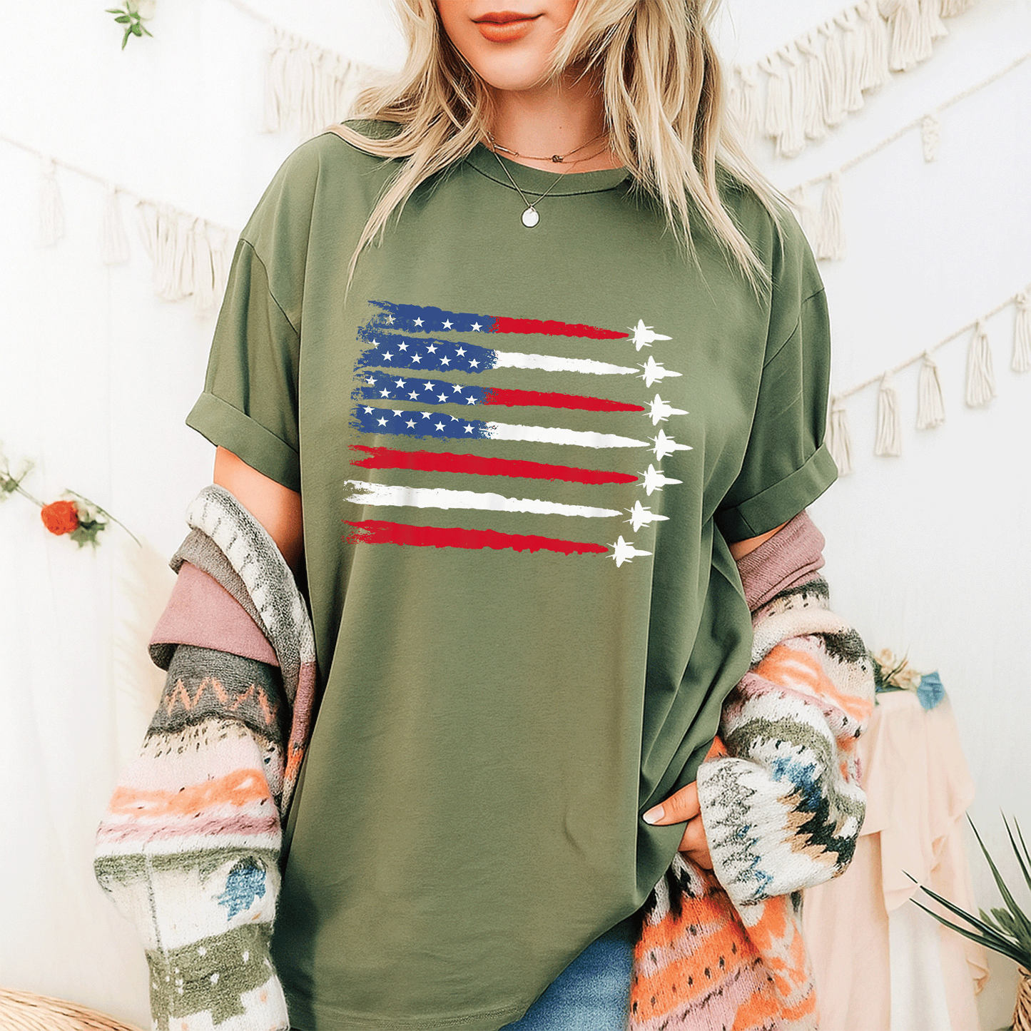 Patriotic USA Flag Fighter Jets 4th of July T-Shirt for Men and Women - Celebrate Independence Day in Style! - 9