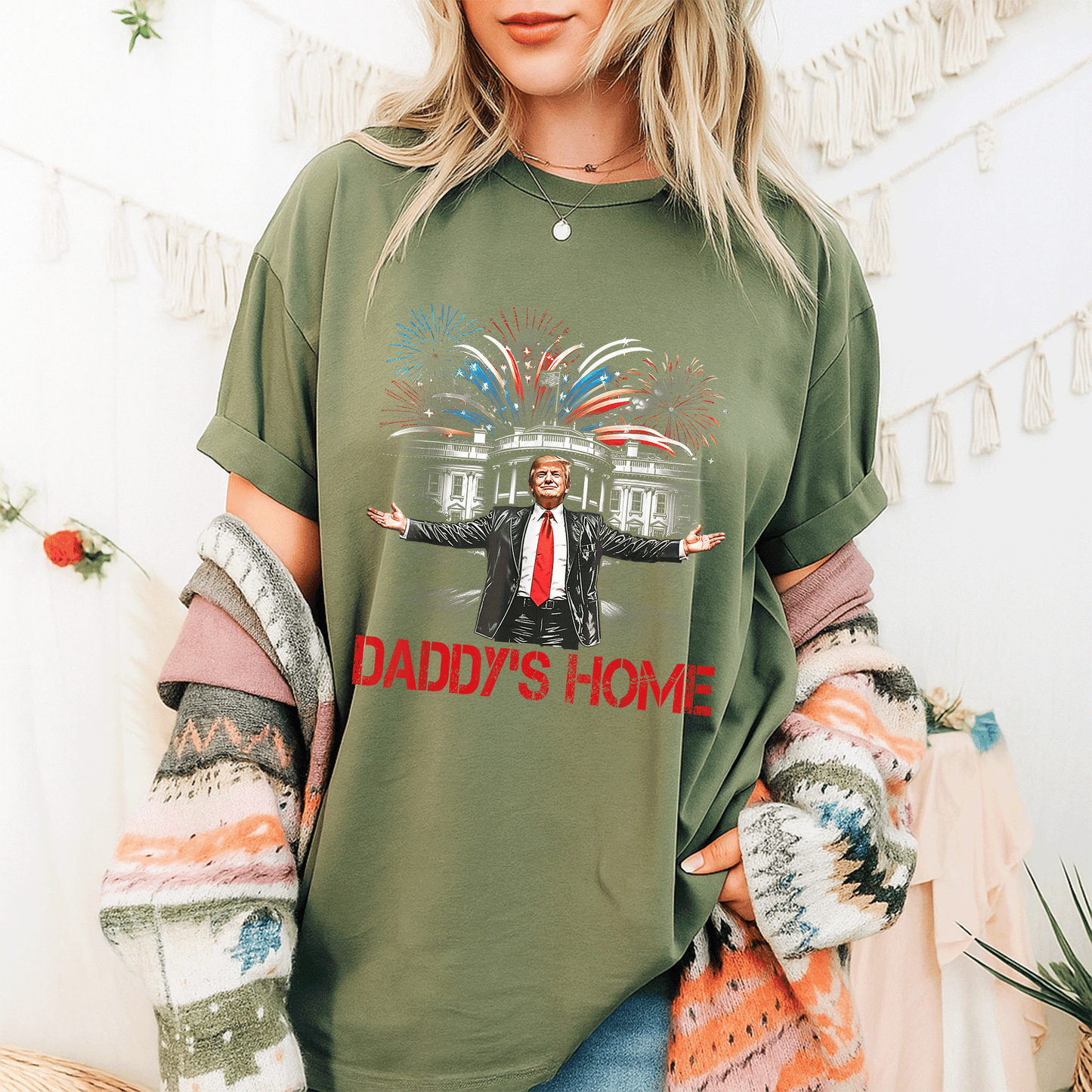 Daddy's Home White House 2025 President Trump T-Shirt for Supporters - Fun Design Showcasing Trump in a Bold Style - 9