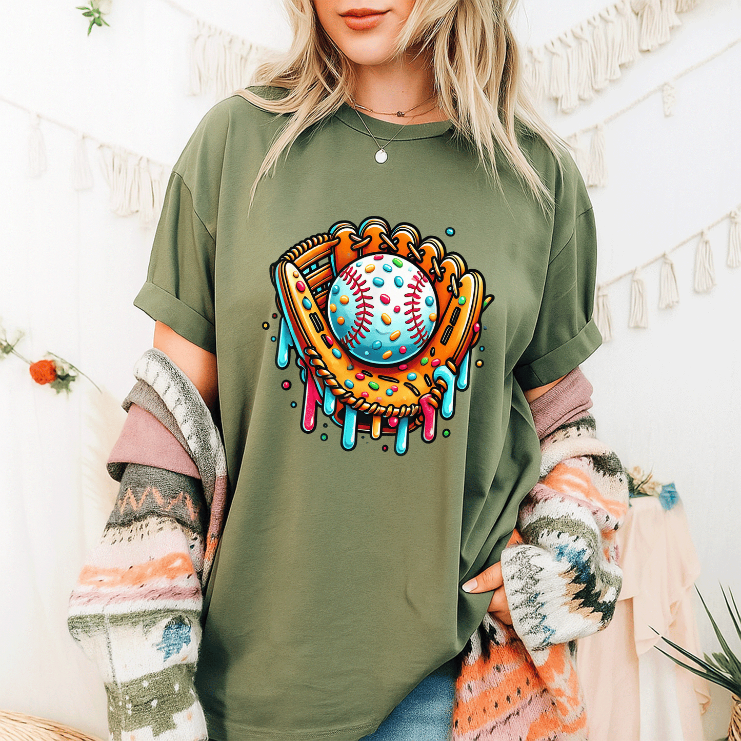 Cool Ice Cream Drip Baseball Graphic T-Shirt for Boys | Fun and Unique Design Perfect for Summer Play and Sports Activities - 9