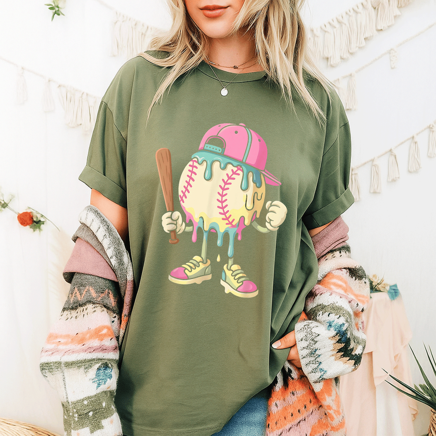 Stylish Ice Cream Drip Baseball T-Shirt for Girls Perfect for Summer Fun and Sporty Outfits - Cute and Trendy Design - 9