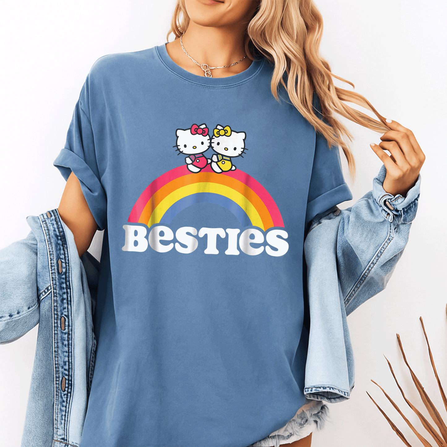 Cute Hello Kitty and Mimmy Besties Tee Shirt for Girls Perfect for Playdates and Everyday Fun, Adorable Cartoon Design! - 10