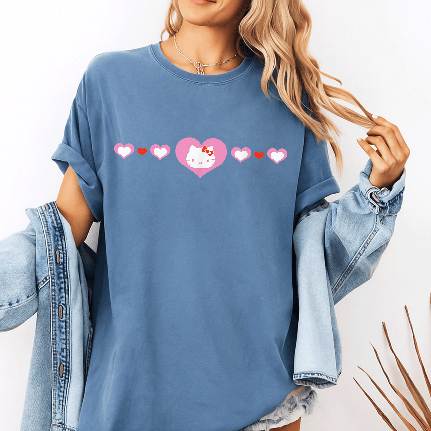 Cute Hello Kitty Hearts T-Shirt for Kids and Adults, Adorable Cartoon Design Perfect for Everyday Wear and Gifts - 10