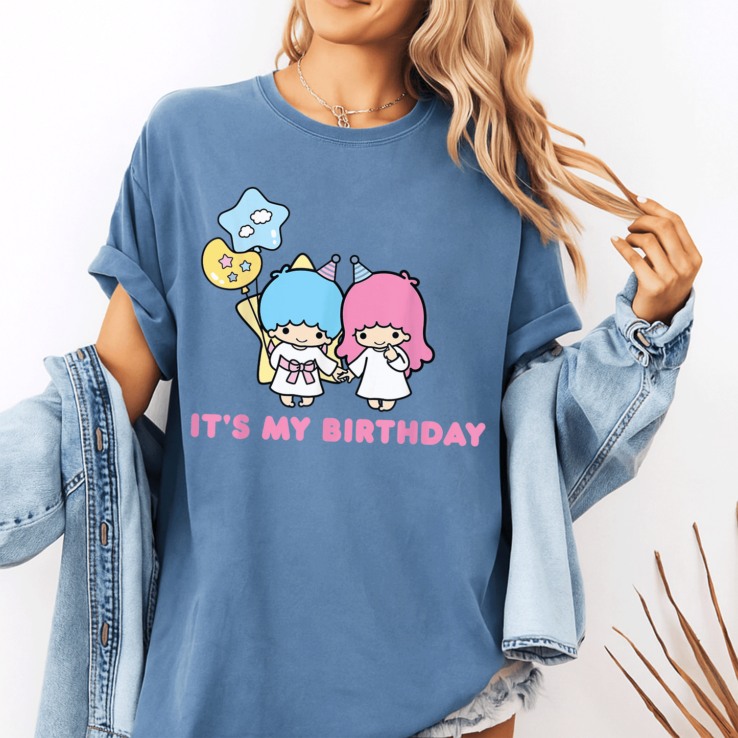 Little Twin Stars It's My Birthday T-Shirt Cute Kawaii Birthday Tee for Kids and Adults, Colorful and Fun Design - 10