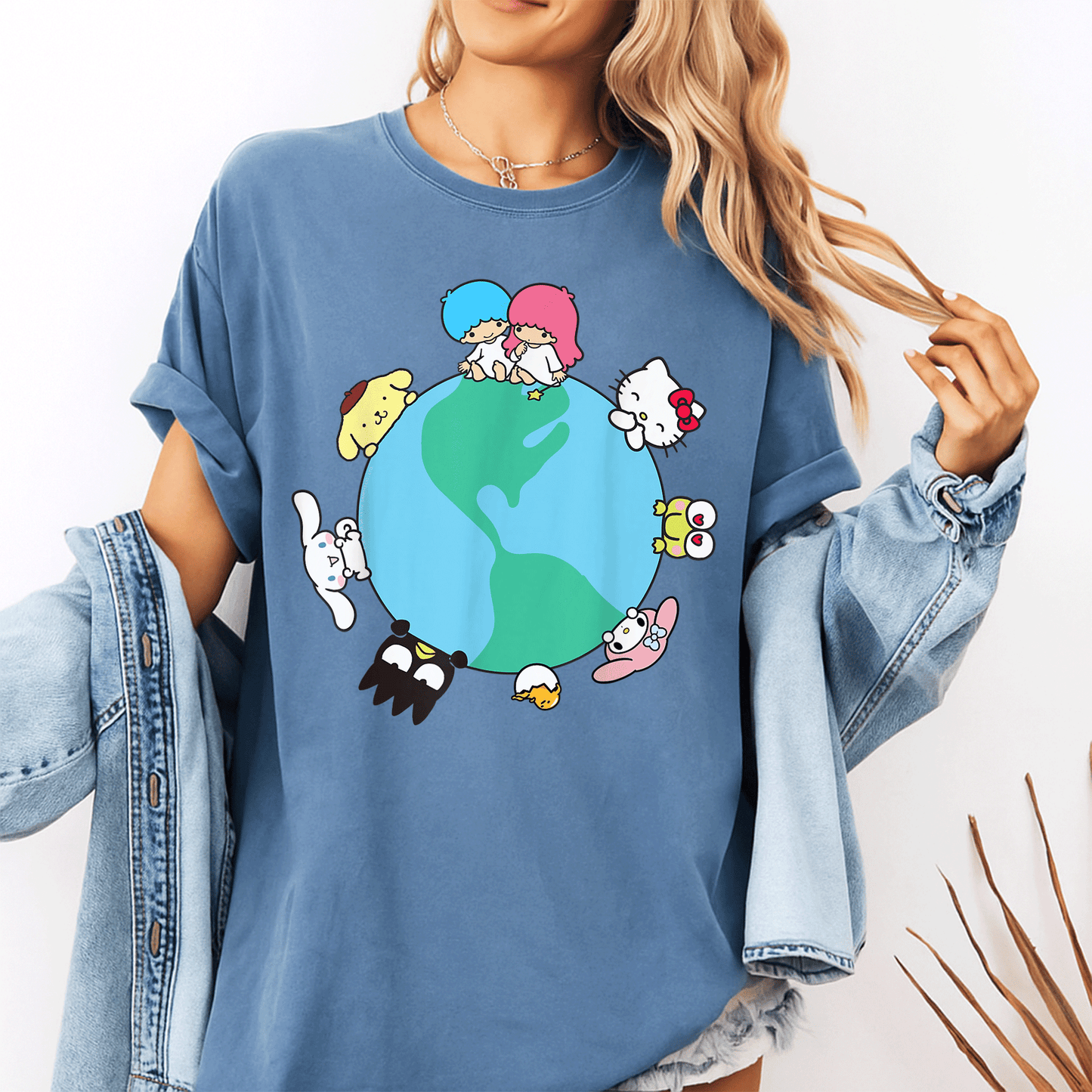 Cute Hello Kitty and Friends Sanrio Earth T-Shirt - Stylish Graphic Tee for Kids and Adults, Perfect for Daily Wear and Gifts - 10