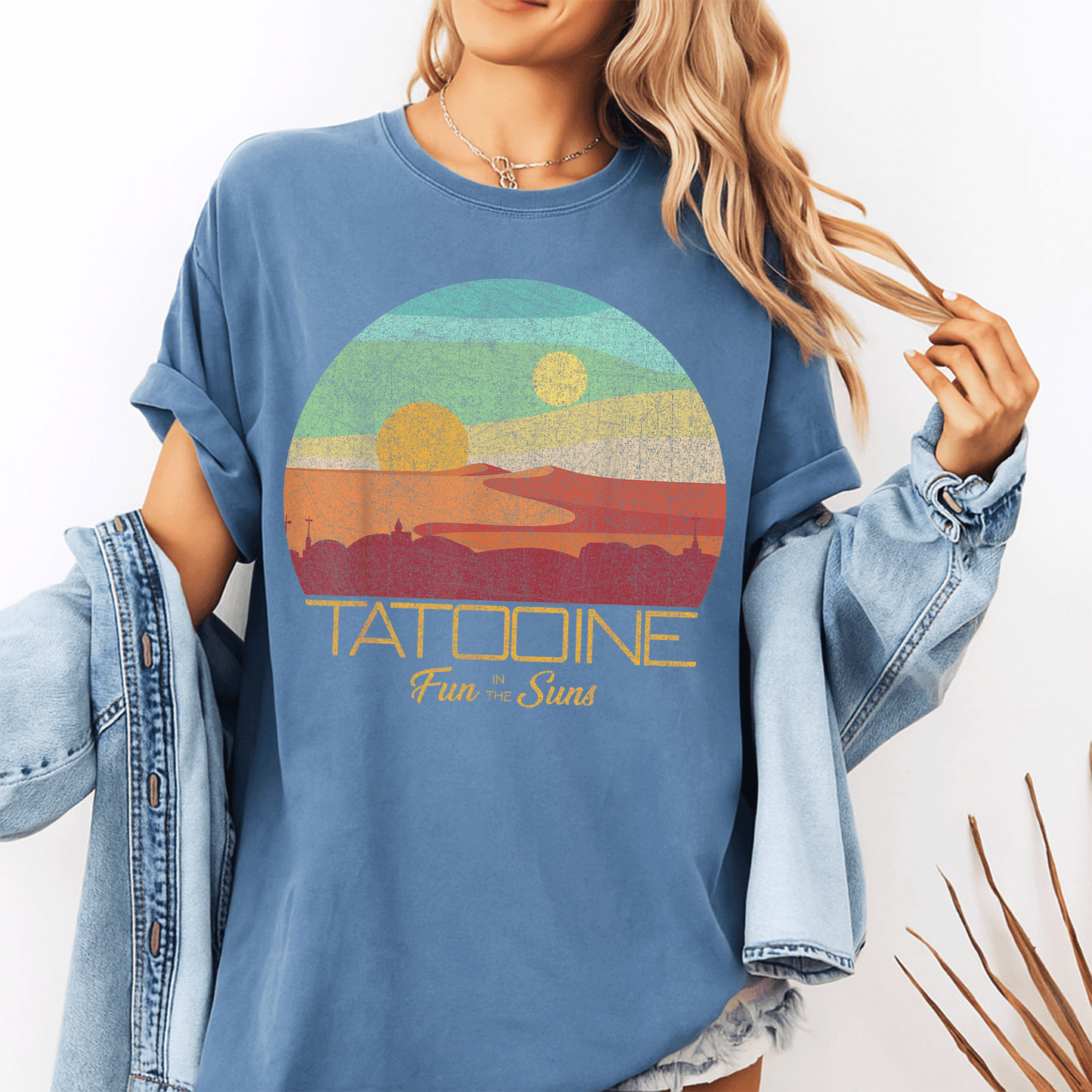 Star Wars Tatooine Postcard T-Shirt featuring Iconic Desert Landscape - Perfect Gift for Fans and Collectors - 10