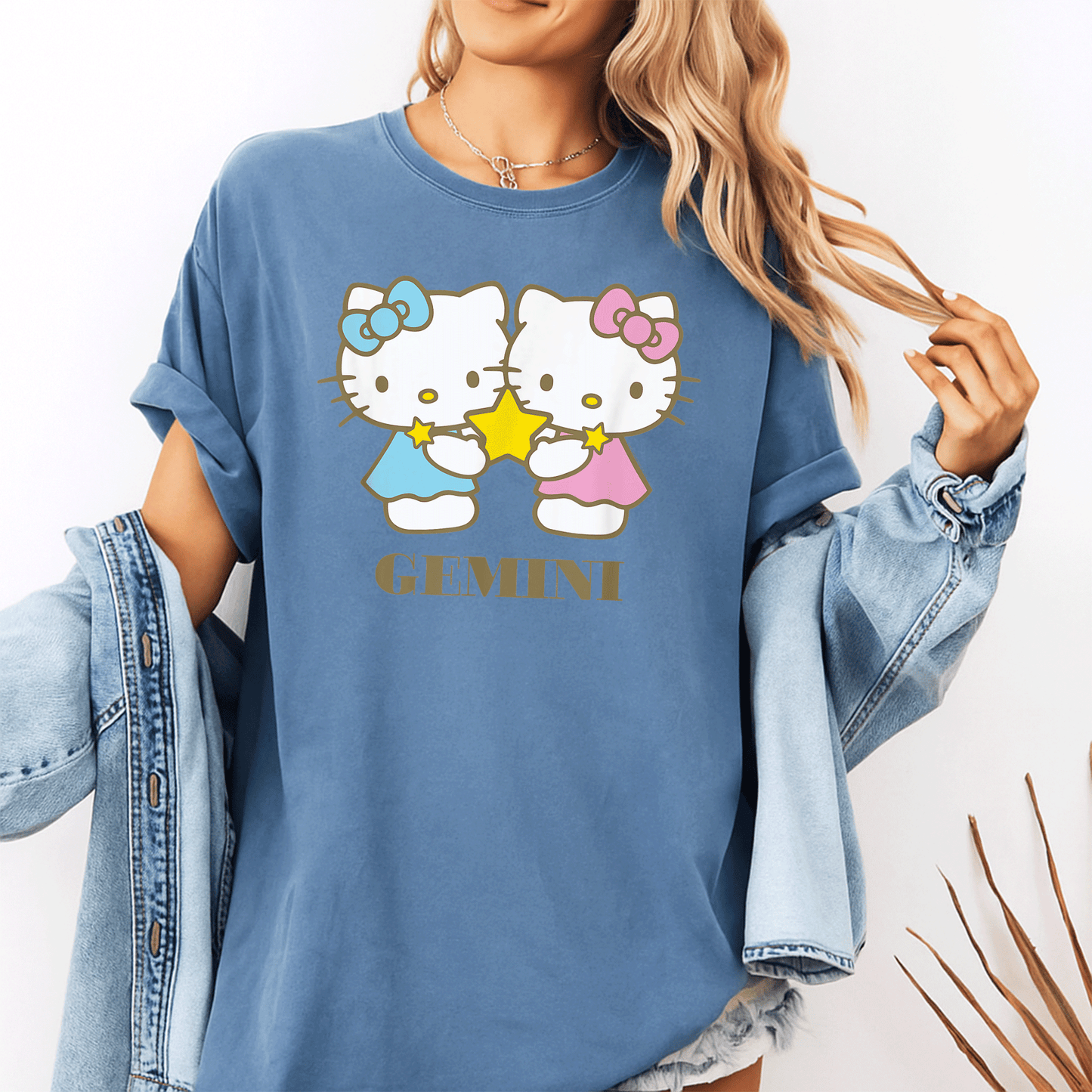 Cute Hello Kitty Gemini Zodiac T-Shirt for Women, Fun Astrological Graphics, Perfect Gift for Gemini Fans and Hello Kitty Lovers - 10