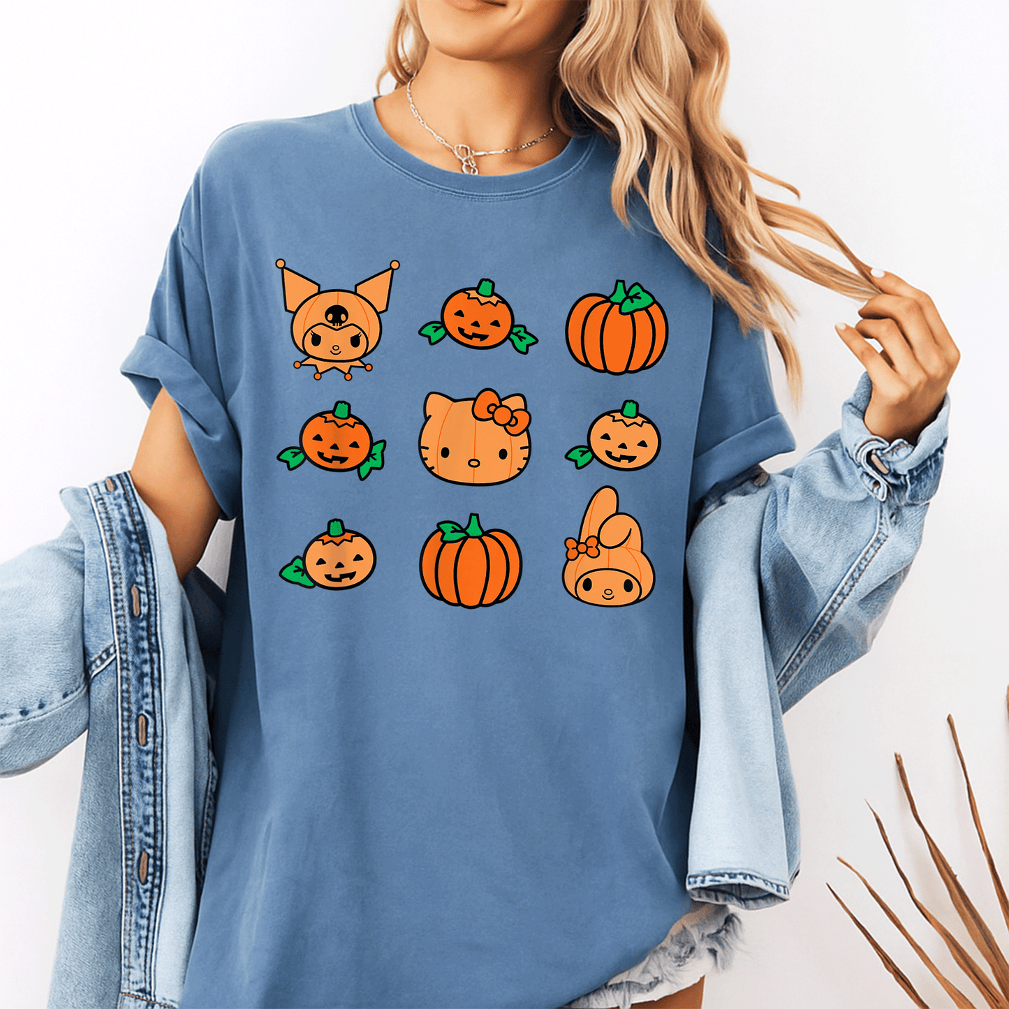 Cute Hello Kitty My Melody Kuromi Pumpkins Halloween T-Shirt for Kids and Adults - Fun Festive Style for All Celebrations - 10