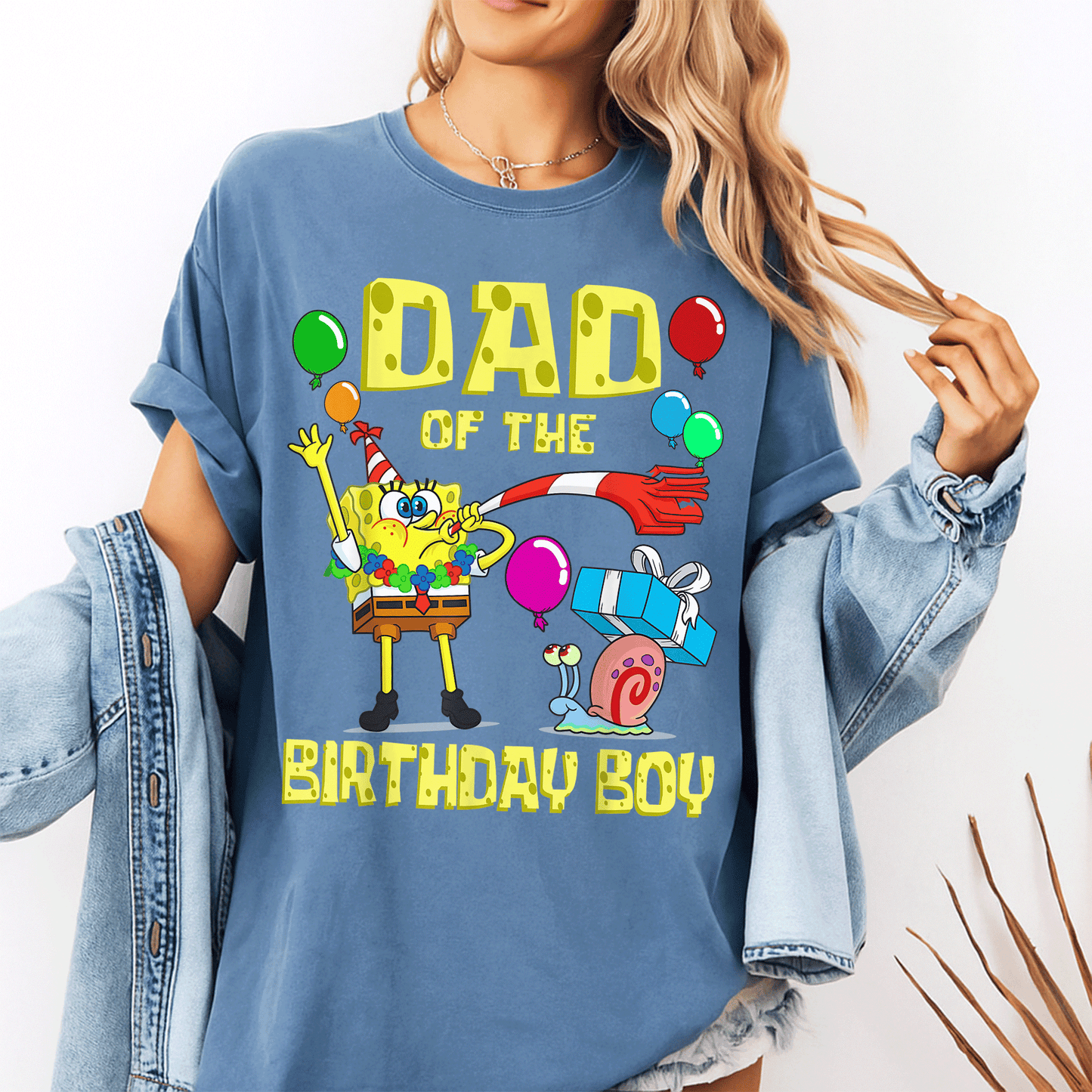 SpongeBob SquarePants Daddy of the Birthday Boy Theme Party T-Shirt for Fun Celebrations and Memorable Birthdays - 10