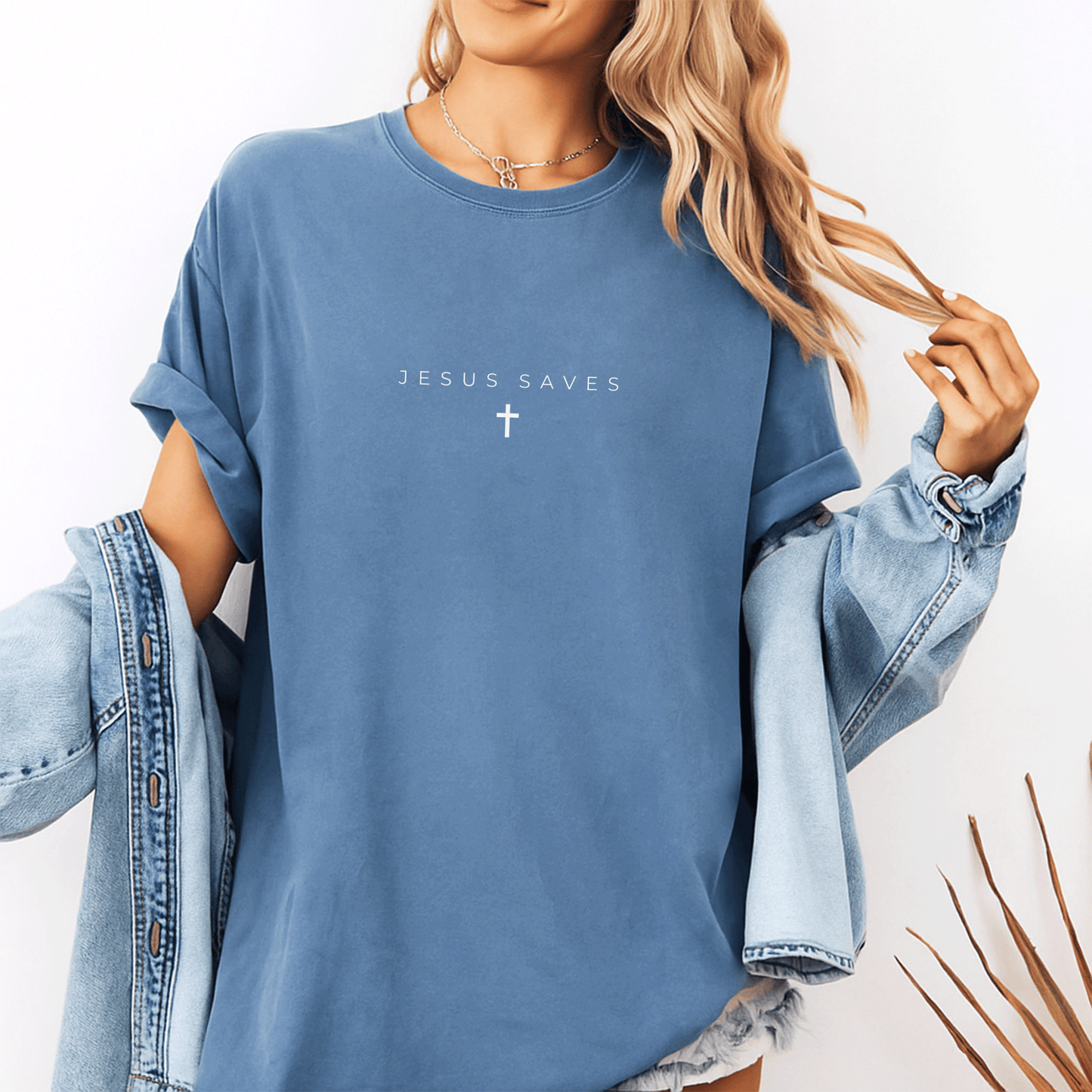 Subtle Jesus Saves Cross T-Shirt for Christians - Minimalist Religious Faith Apparel - Perfect Gift for Believers - 10
