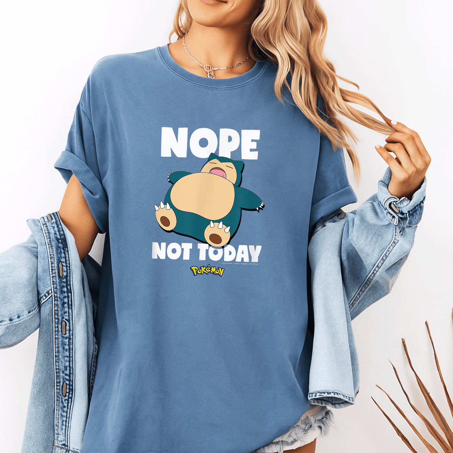 Cozy Pokémon Nope Not Today Snorlax T-Shirt: Fun Design Perfect for Fans Who Love to Chill and Relax in Style! - 10
