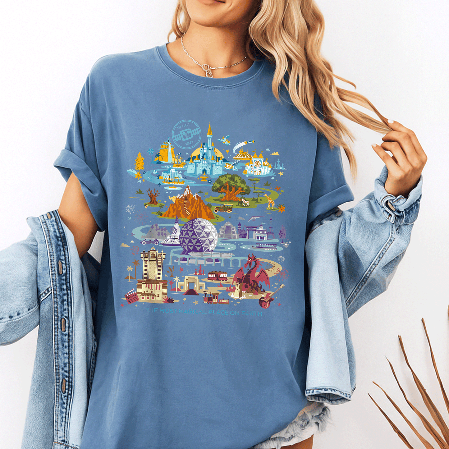 Celebrate Magic with the Disney Walt Disney World 50th Anniversary T-Shirt Featuring Iconic Characters and Vibrant Design - 10