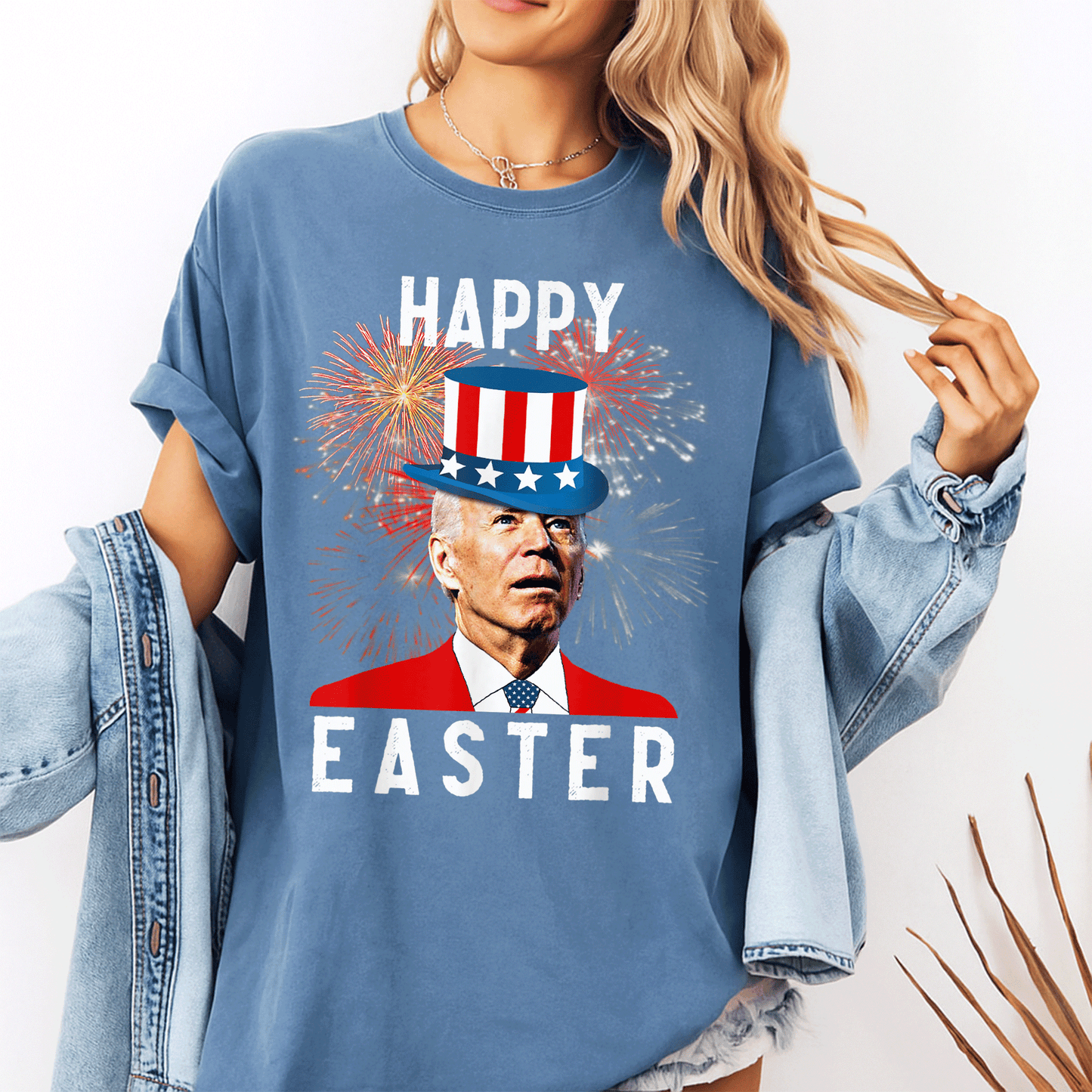 Joe Biden Happy Easter Funny T-Shirt Perfect for 4th of July Celebrations - Unique Design for Holiday Fun and Laughter - 10