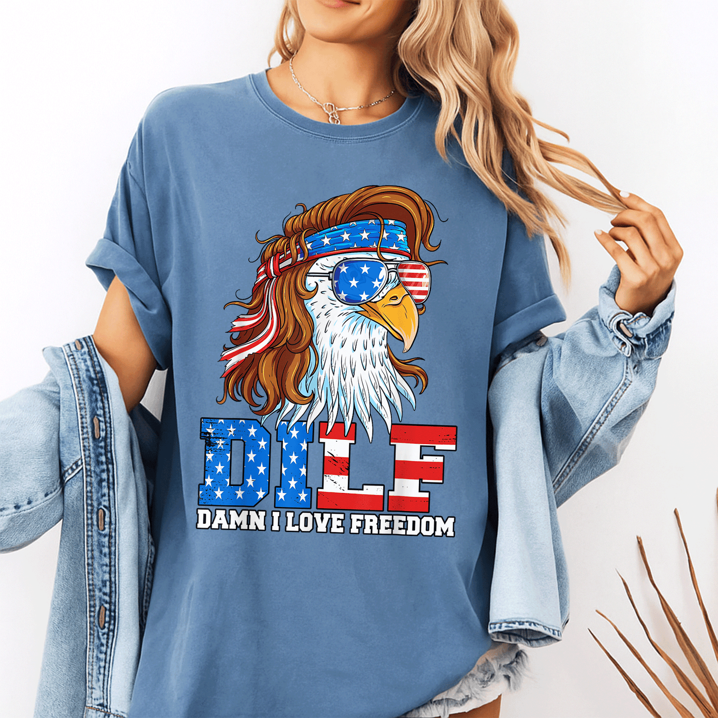 Funny DILF Damn I Love Freedom Eagle T-Shirt for Patriotic 4th of July Celebrations - Perfect Gift for Dad! - 10