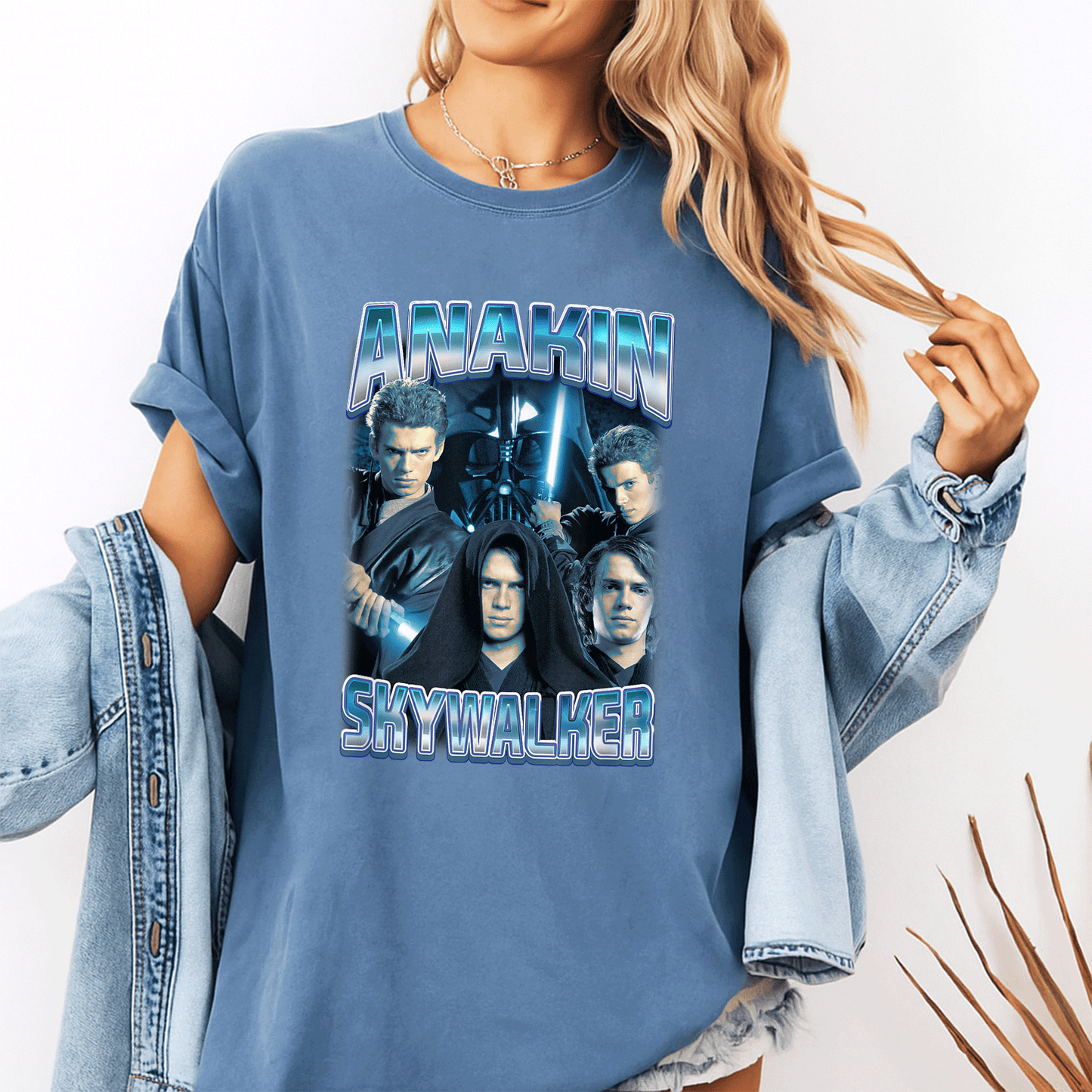 Star Wars Classic Anakin Skywalker Photo Collage Poster T-Shirt for Fans - Stylish Graphic Tee Celebrating Iconic Sith Lord - 10