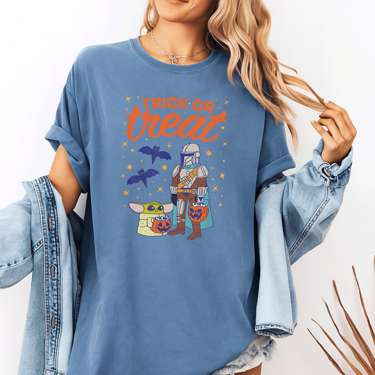 Mandalorian Grogu Halloween Trick or Treat T-Shirt for Kids, Cute and Fun T-Shirt for Star Wars Fans, Perfect Costume Tee - 10