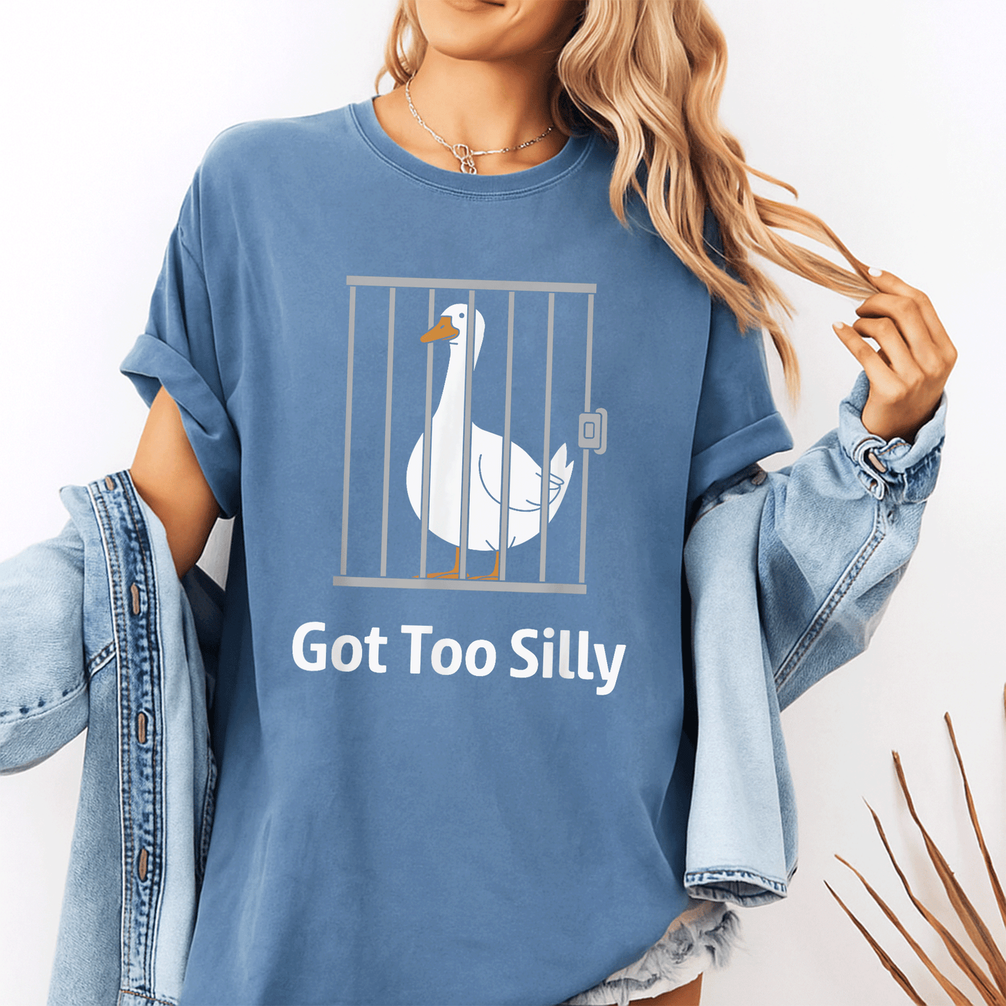 Funny Goose Pun Humor T-Shirt for Animal Lovers - Got Too Silly Graphic Tee with Quirky Goose Design for Casual Wear - 10