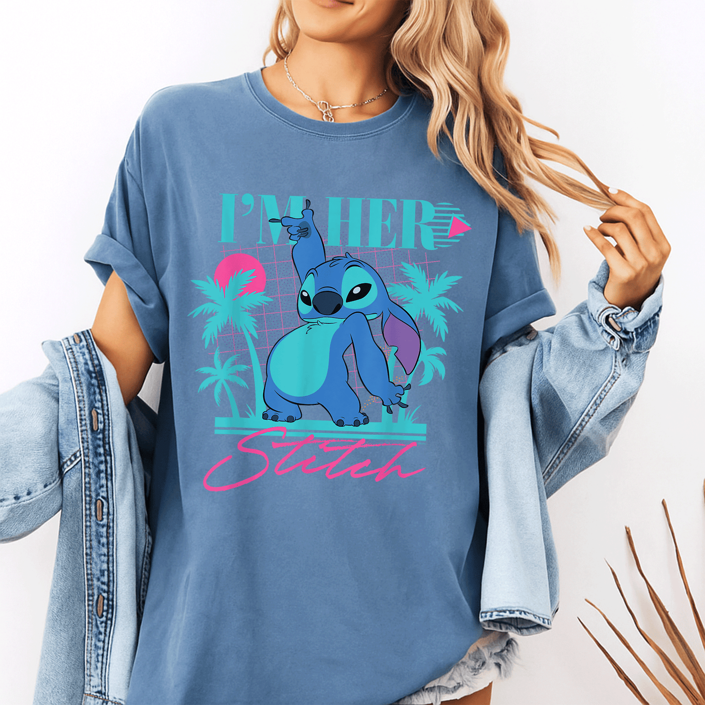 Disney Stitch Retro 90s Couples Matching T-Shirt I'm Her Stitch Cute Design for Lovebirds Perfect Gift for Him and Her - 10