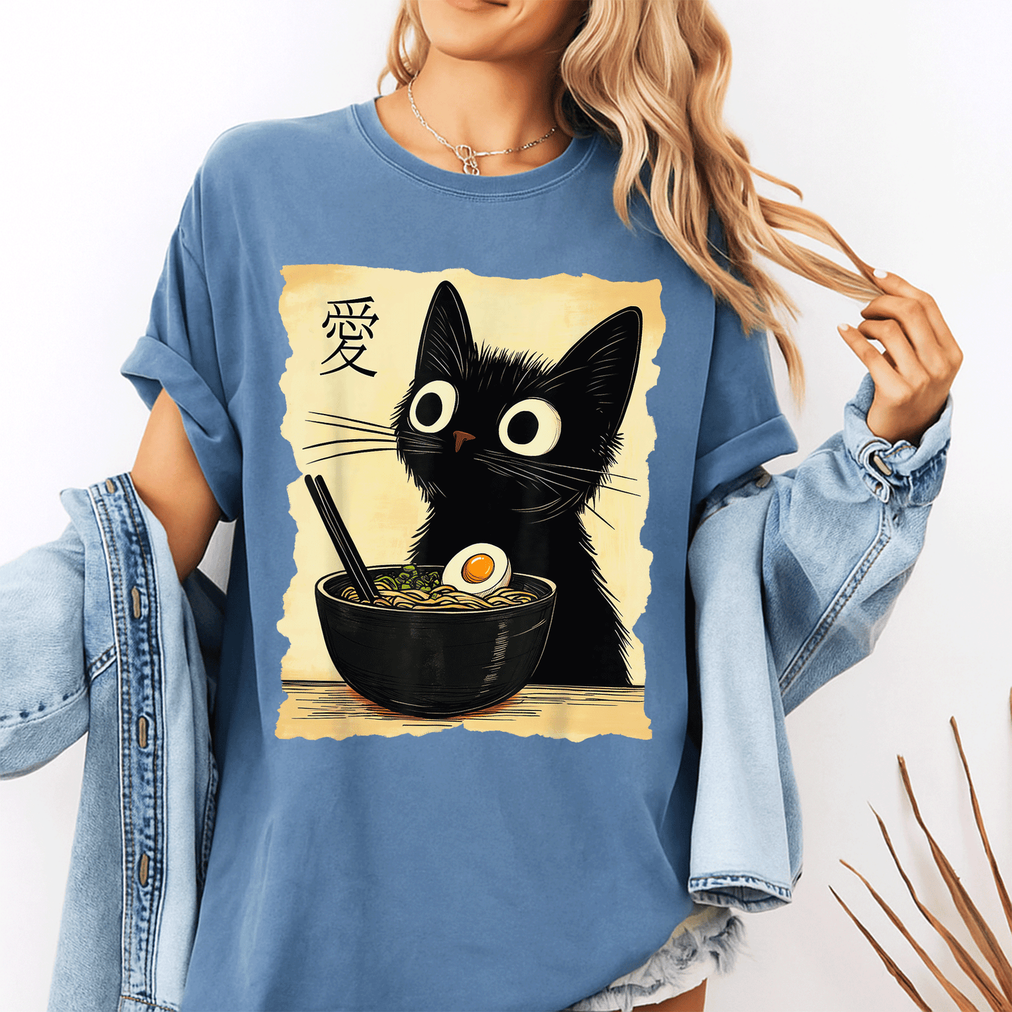 Funny Cat Ramen Graphic Tee - Cute Japanese Kawaii Anime Cat T-Shirt for Cat Lovers and Anime Fans, Perfect Gift! - 10