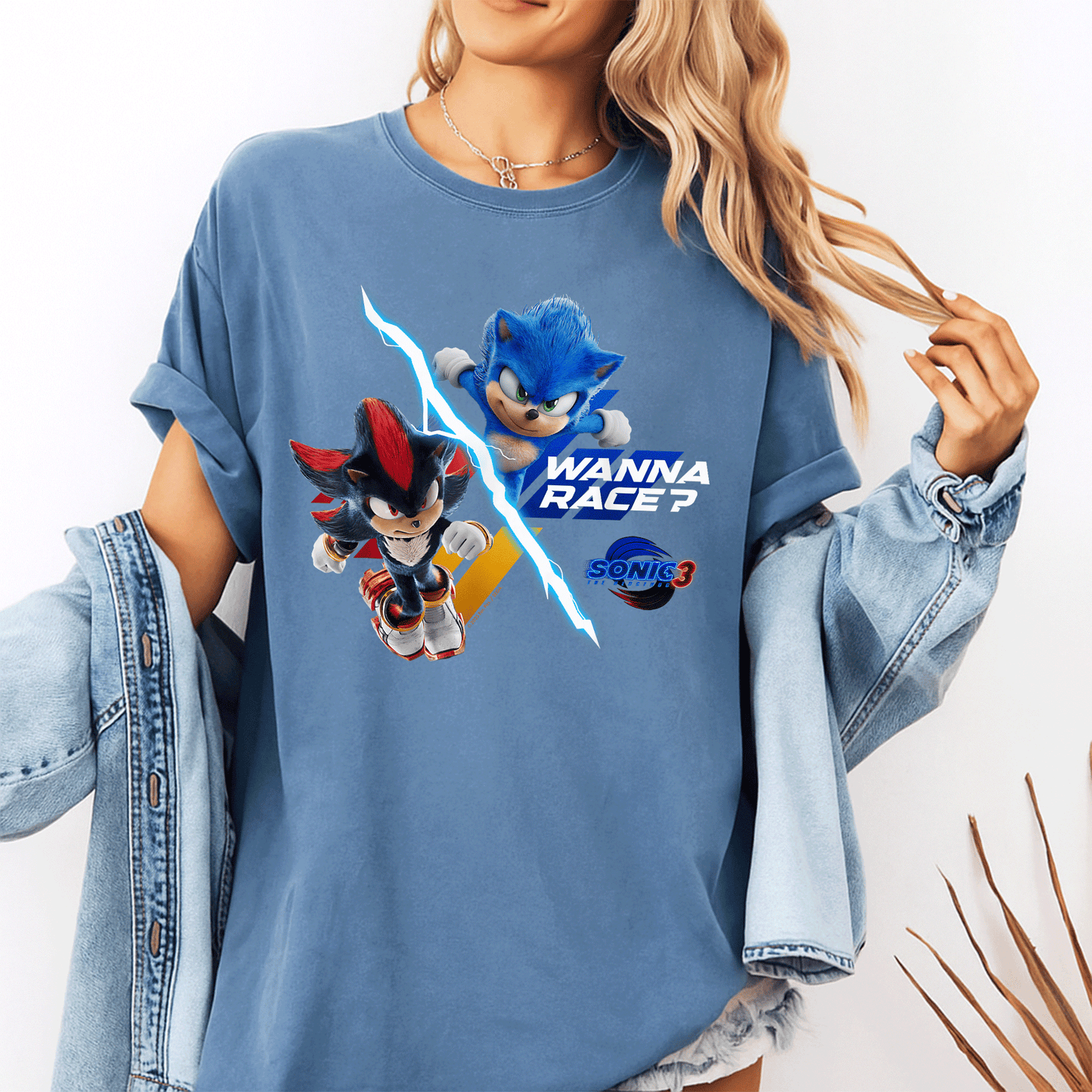Sonic the Hedgehog 3 Wanna Race T-Shirt for Gamers – Fun & Stylish Graphic Tee Featuring Iconic Racing Design - 10